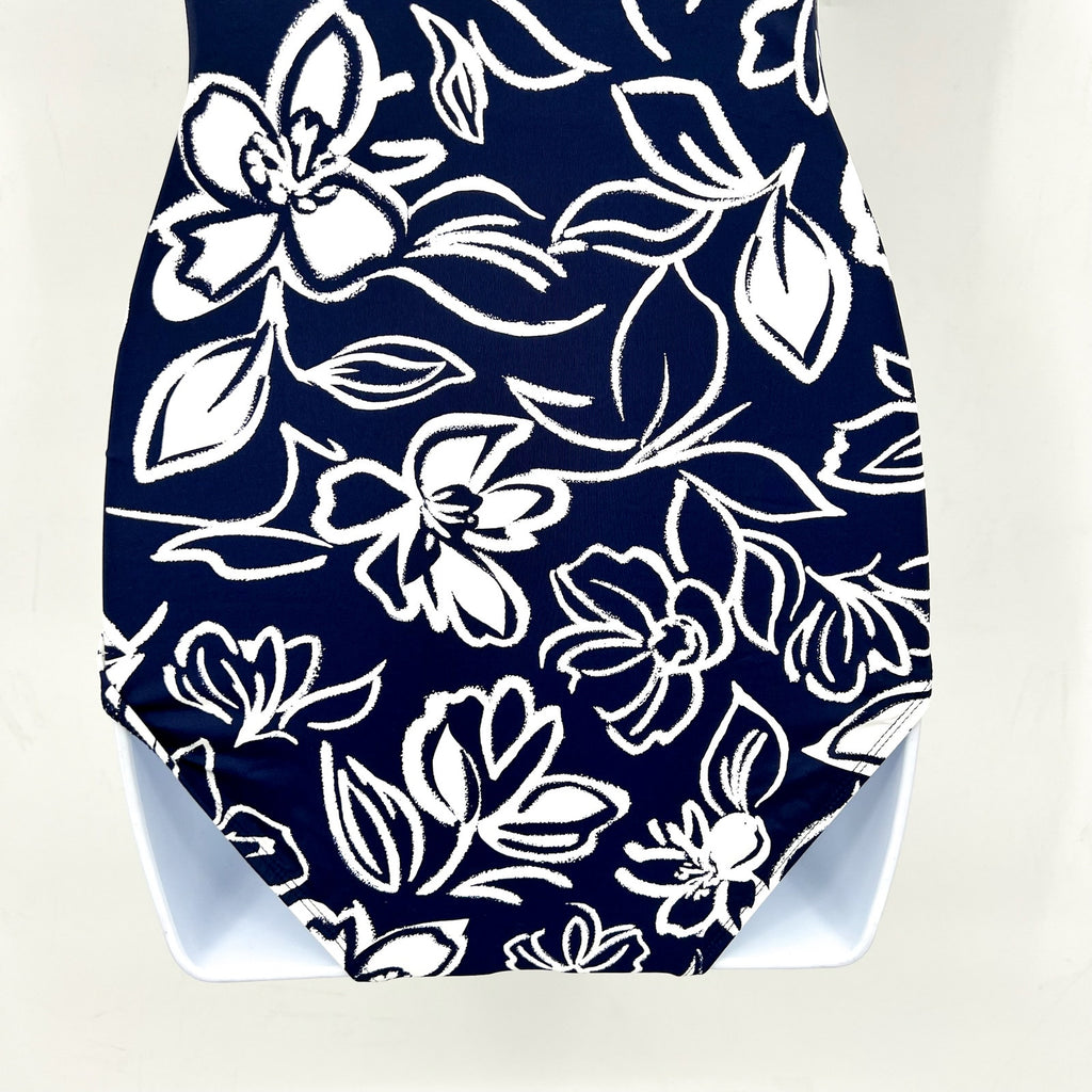LAUREN RALPH LAUREN Allora Underwire OTS One Piece Sz 10 Blue White Floral NWT