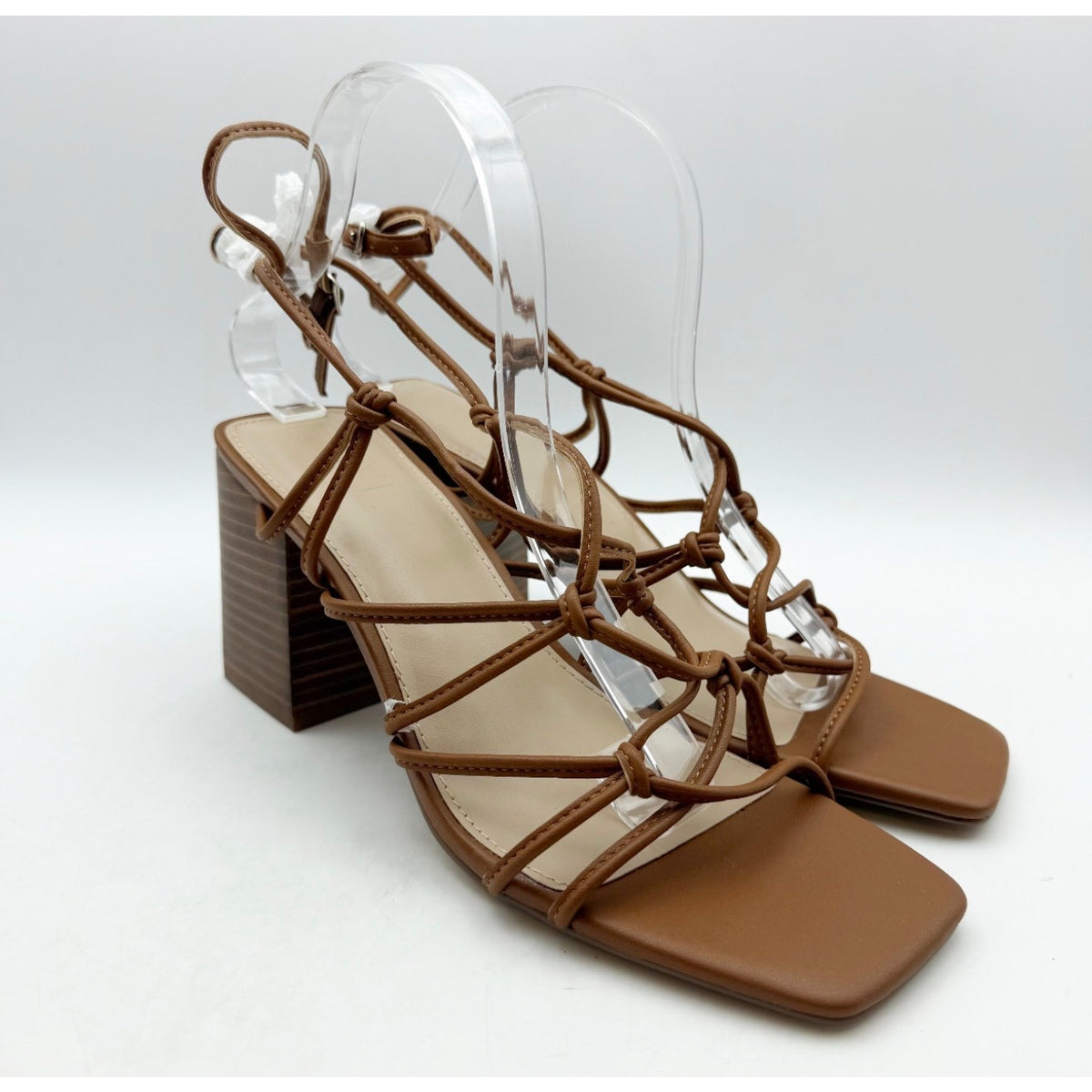 FARYL by Farylrobin Womens Zayne Heeled Sandals Size 8 M EU 38 Cognac Brown NWOB