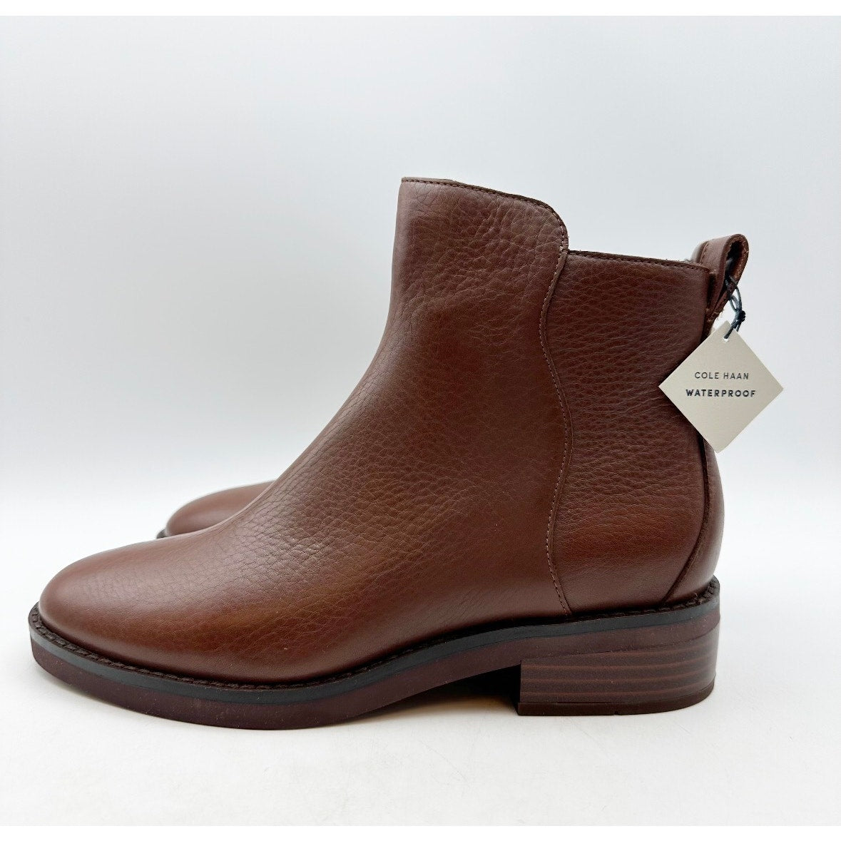 Cole Haan Womens River Chelsea Bootie Size 6 Brown Leather Waterproof Boots NIB