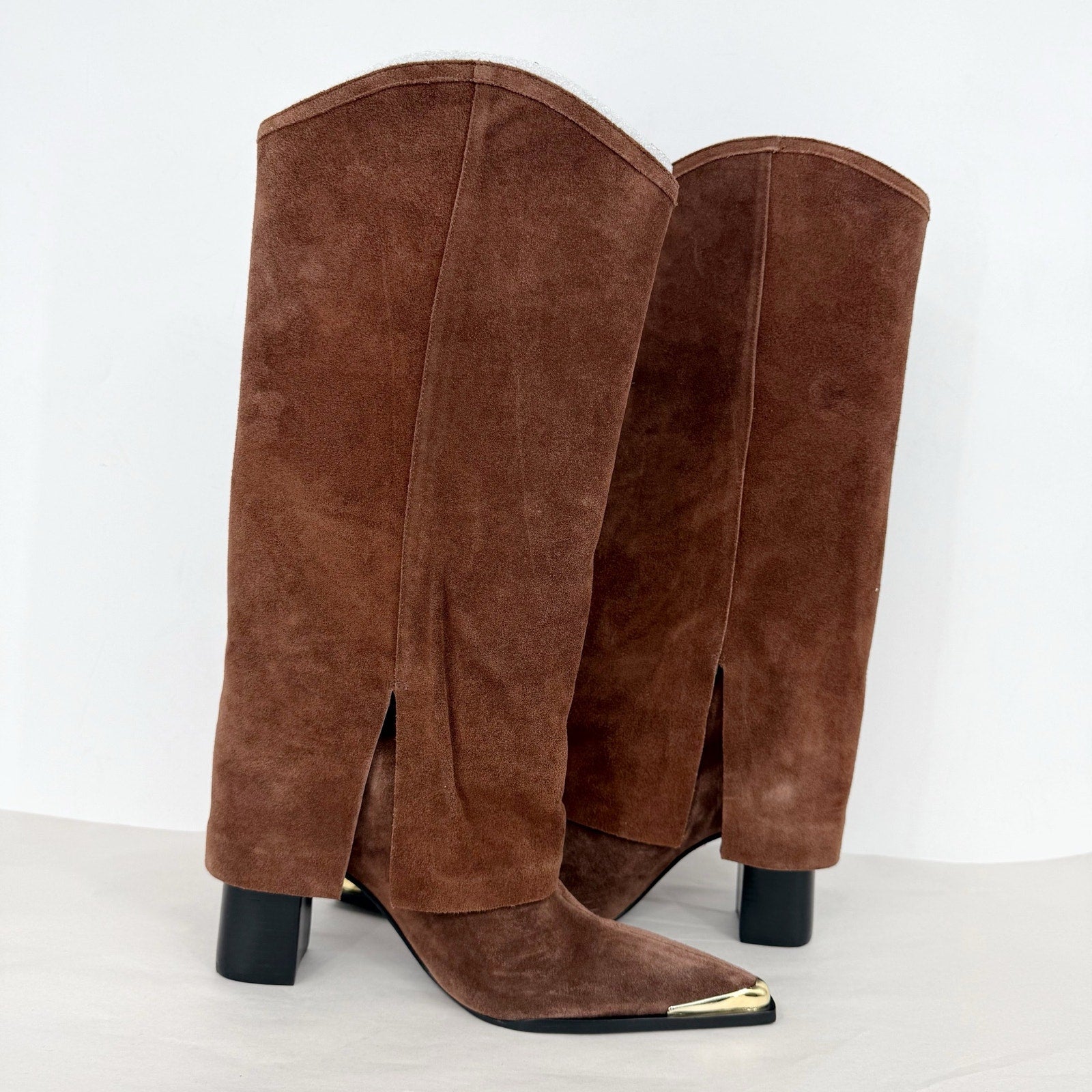 SCHUTZ Womens Raffaela Up Cloak Knee High Boots US 9 M Root Brown Suede NWOB