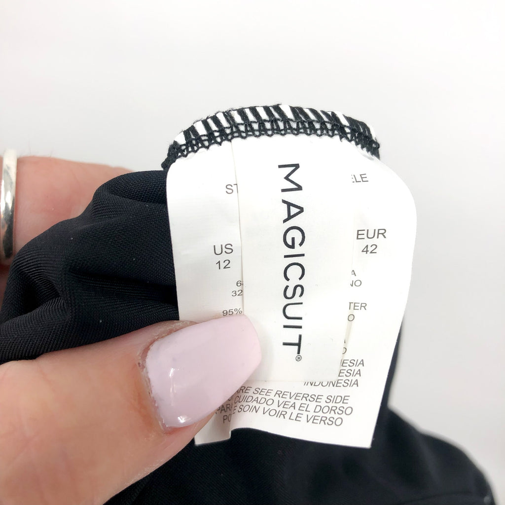 MAGICSUIT Women's Louise One-Piece Swimsuit Size 12 Black White Skin Deep NWT
