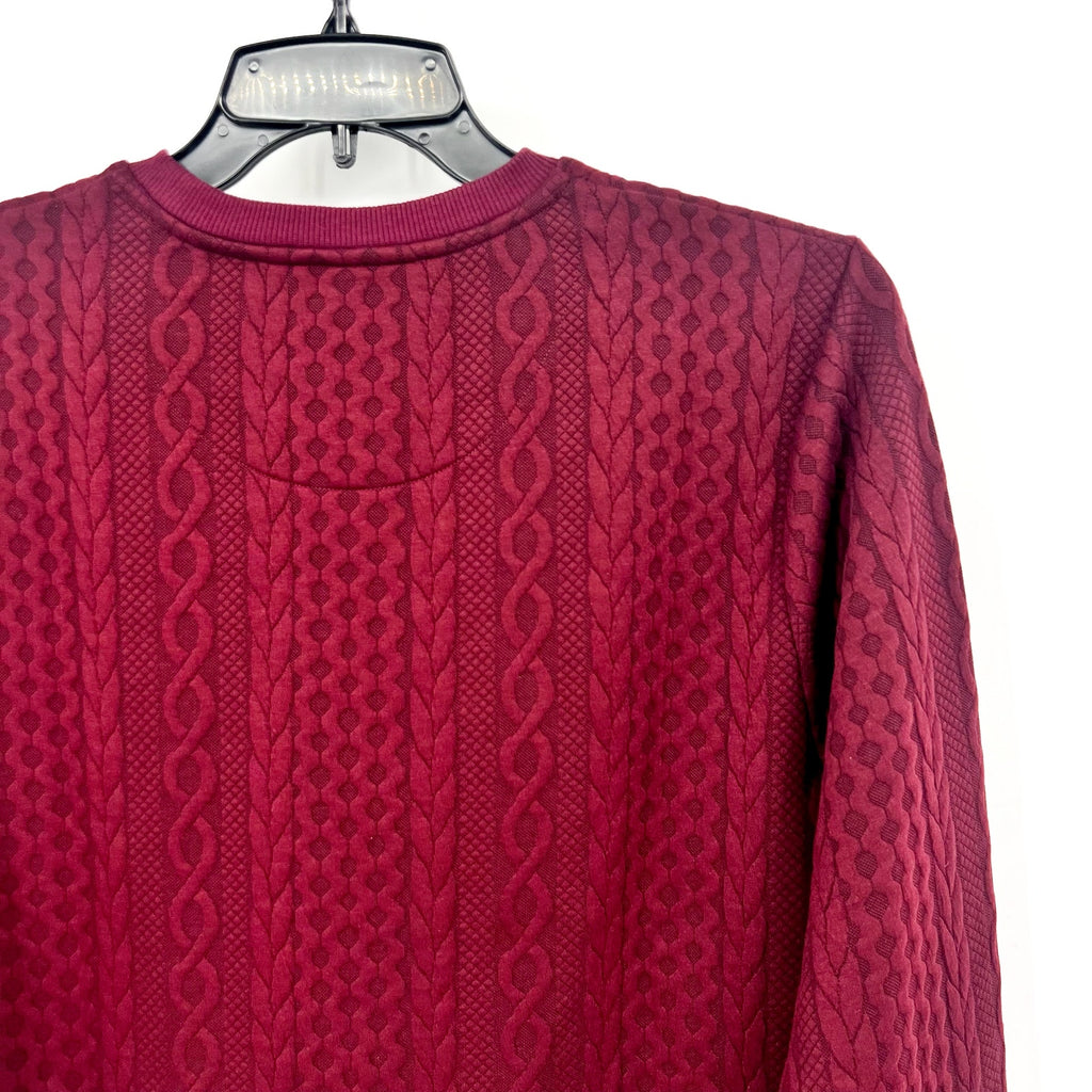 LIVERPOOL Men's Cable Knit Crew Neck Sweater Small Burgundy Red Jacquard NWT