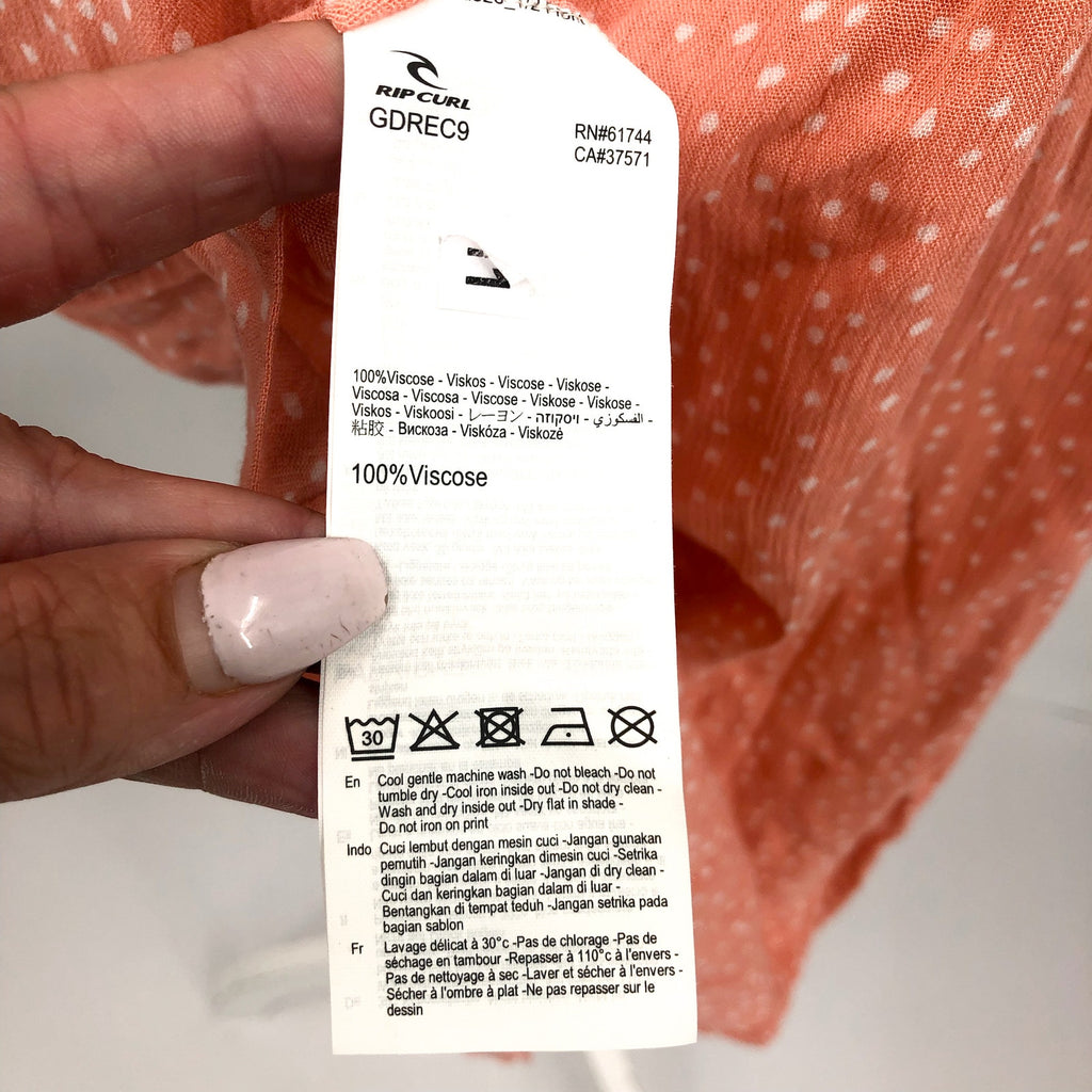 RIP CURL Women's Tallows Spot Midi Dress Large Coral Pink Sleeveless Belt NWT