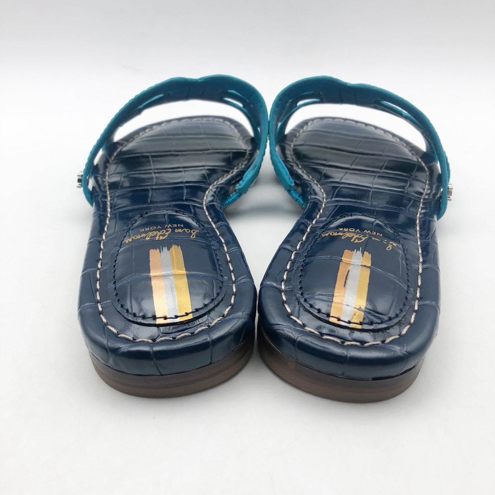 Sam Edelman Girls Bay Slide Sandals US 13 M EU 31 Navy Blue Leather NIB