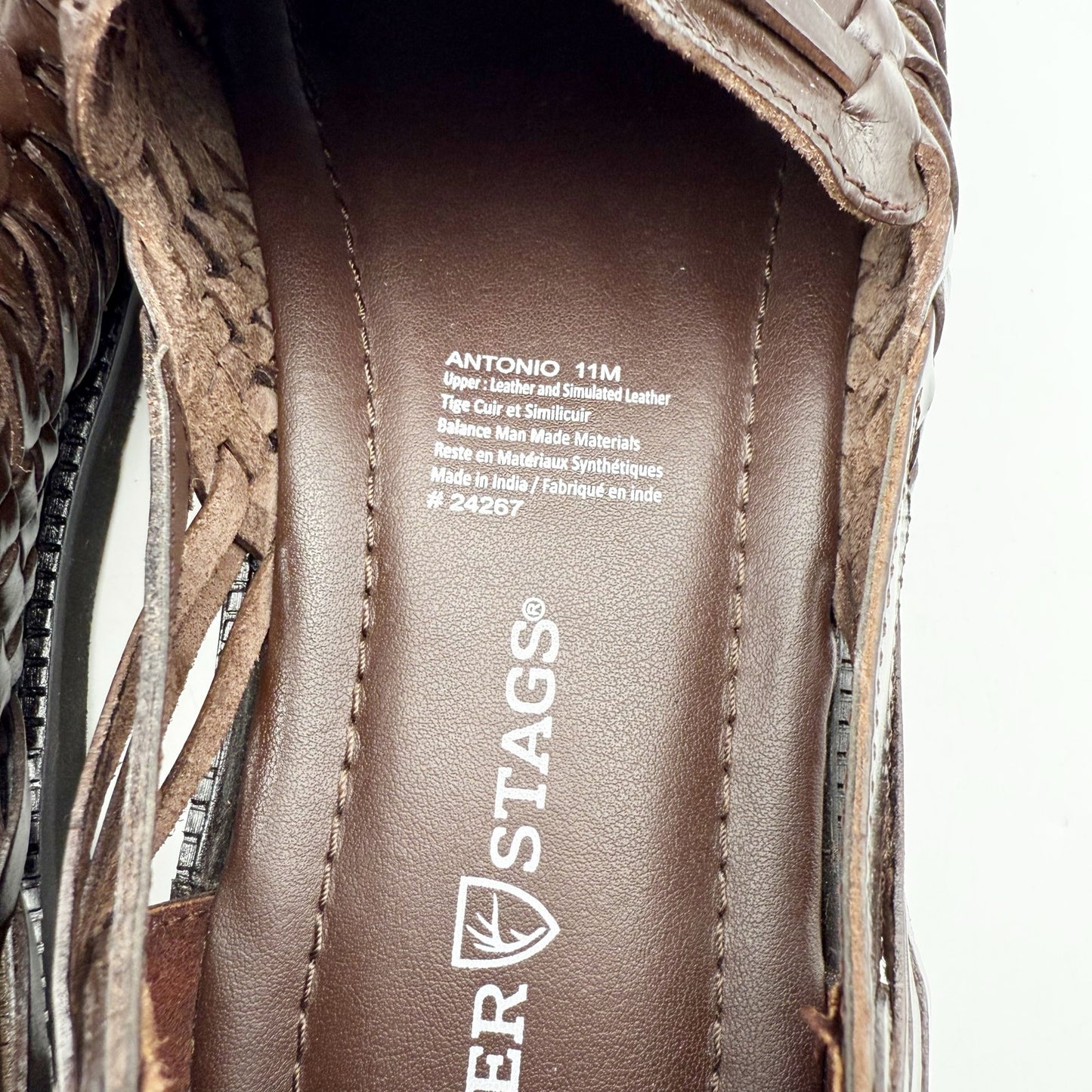 Deer Stags Mens Antonio Sandals US 11 M EU 44 Dark Brown Leather NIB