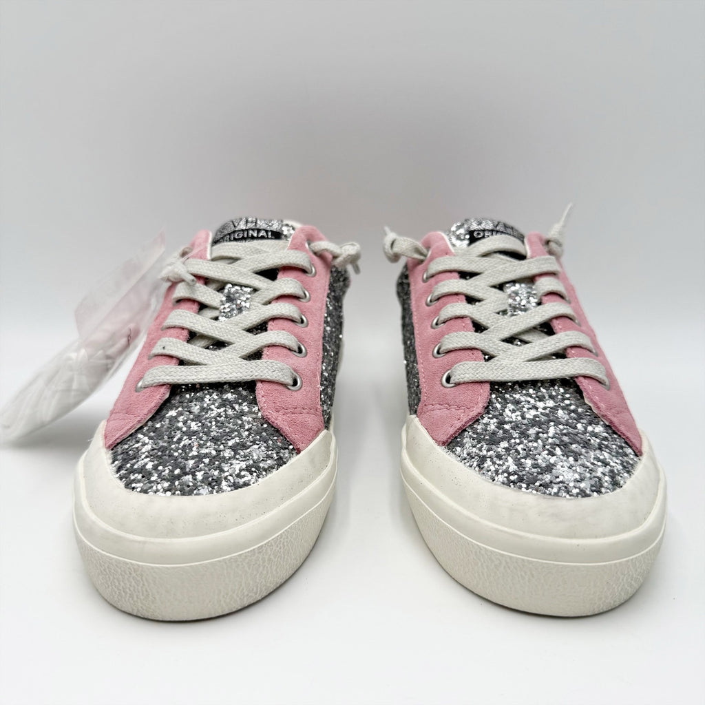 Vintage Havana Womens Ilana Sneakers US 5.5 M Pink Silver Glitter Suede NWOB