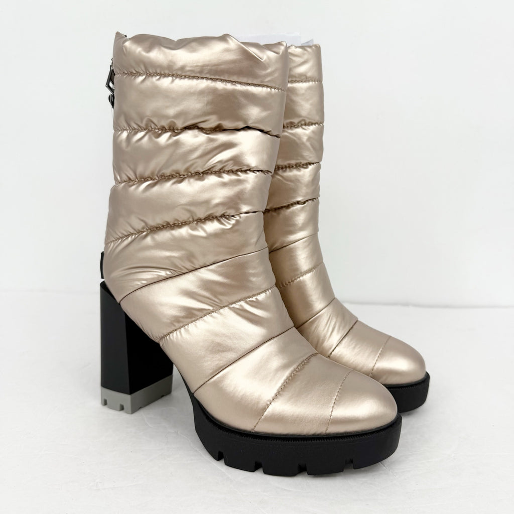 Naturalizer Think Robyn Womens Crosswalk Boots Size 6 Cashmere Gold Puff NIB