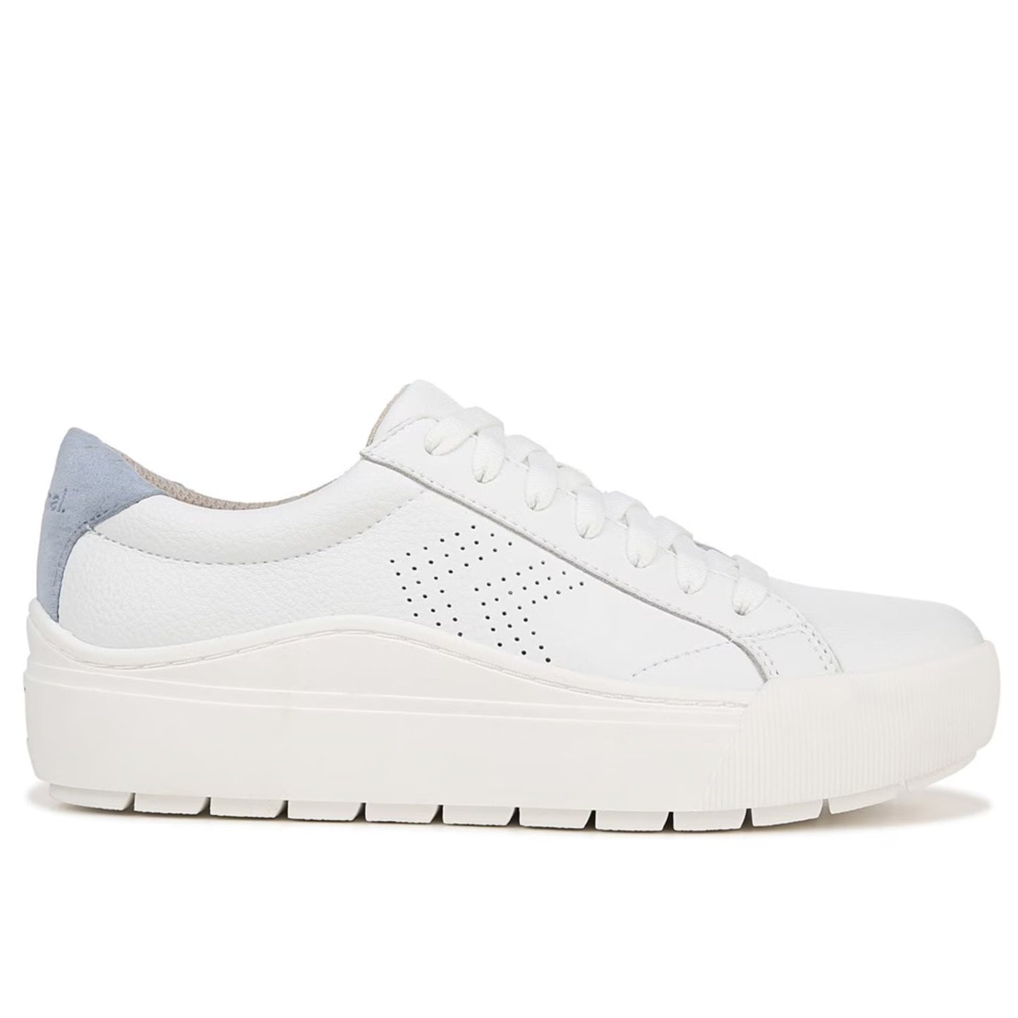 Dr. Scholls Womens Take it Easy Platform Sneaker Size 8.5 White Blue Leather NIB