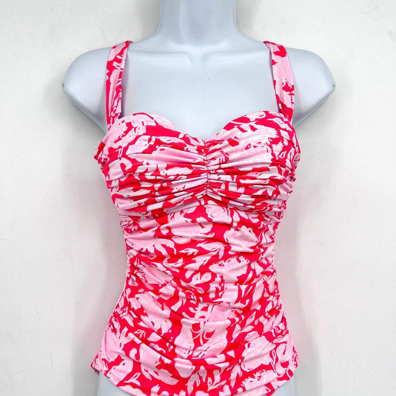 LILLY PULITZER Womens Solaria One Piece Swimsuit Size 4 Pink Cane Coral Crab NWT