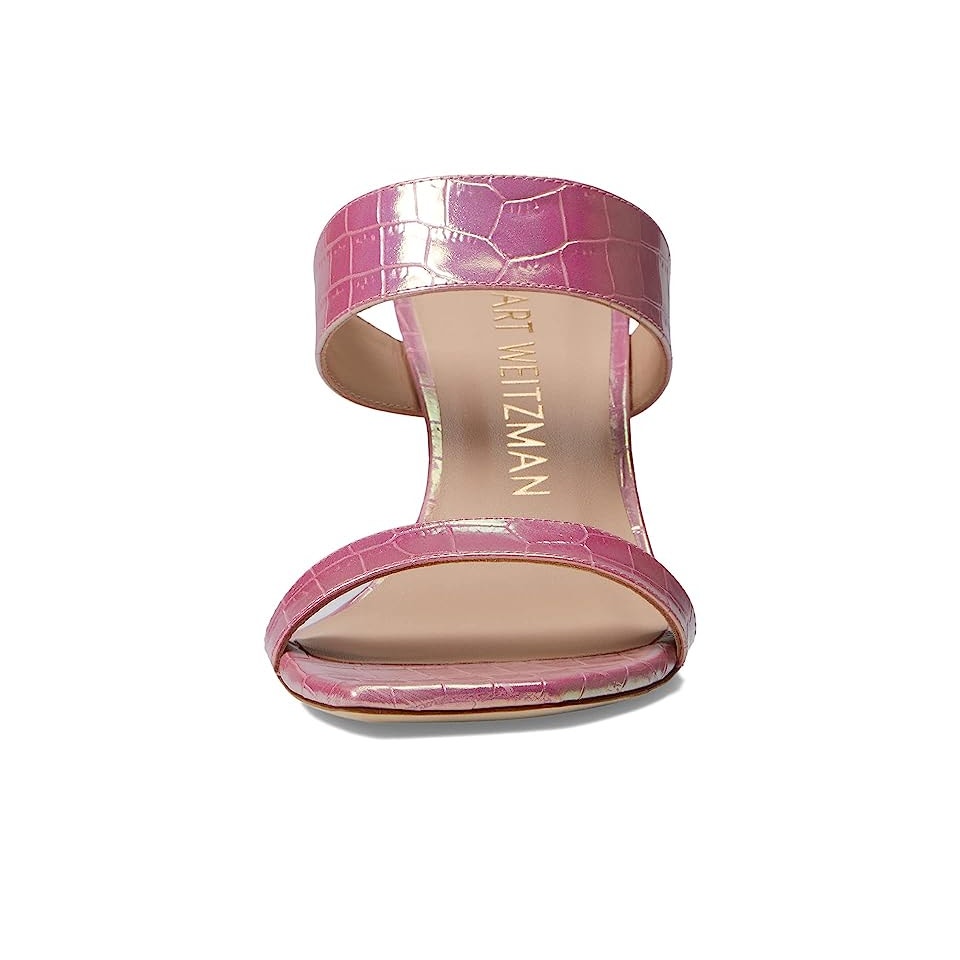 Stuart Weitzman Kristal Heeled Sandals Size 9 M Pink Iridescent Leather NIB