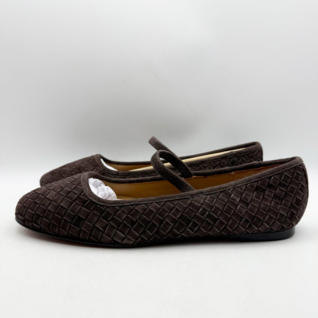 Madewell Womens Greta Elastic Mary Jane Flats US 10.5 M Brown Suede NIB