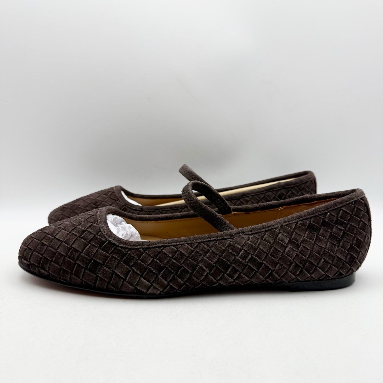Madewell Womens Greta Elastic Mary Jane Flats US 10.5 M Brown Suede NIB