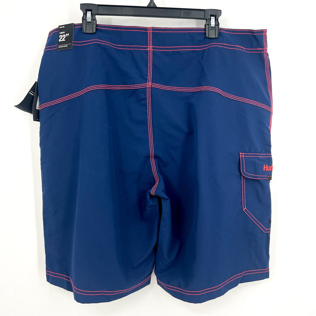 HURLEY Mens Standard One and Only Board Shorts 2.0 Size 38 Navy Neon Pink NWT