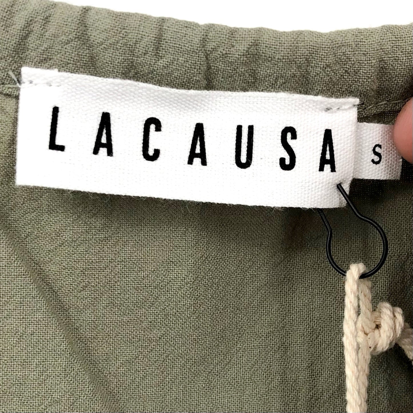 LACAUSA Women's Tate Tiered Midi Dress Small Eucalyptus Green Long Sleeve NWT