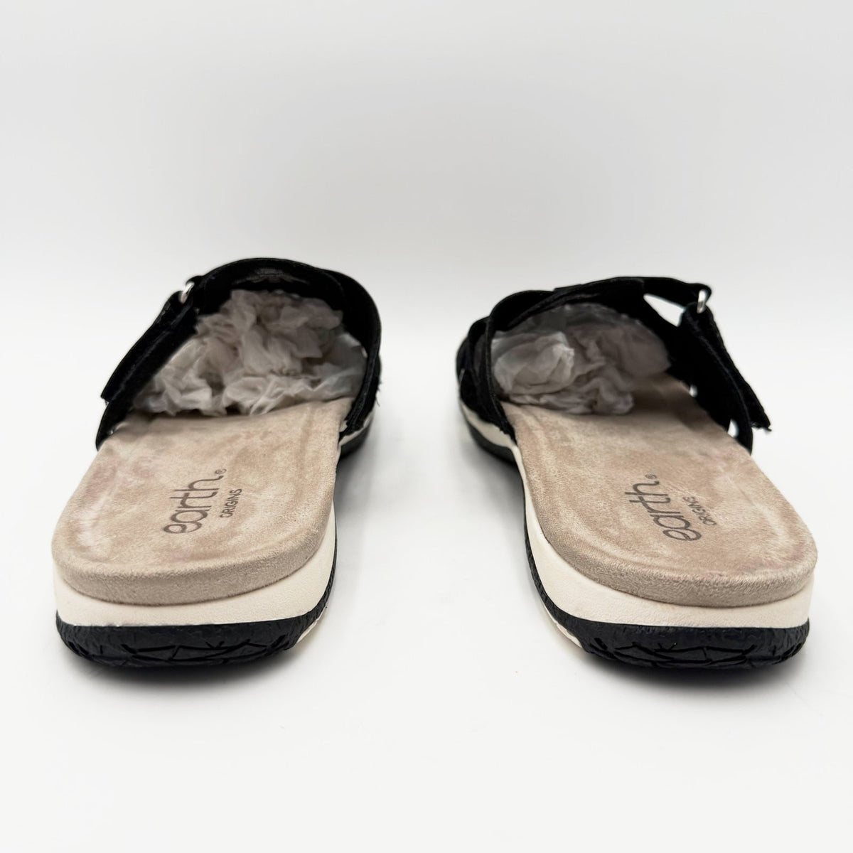 Earth Origins Womens Sinci Slide Sandals Size 9.5 Black Laser Cut Comfort NWOB