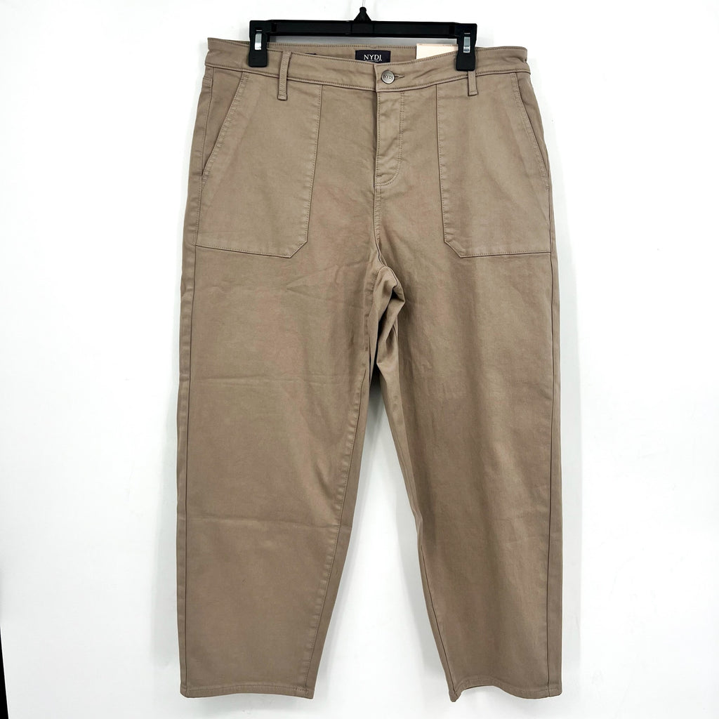 NYDJ Womens Relaxed Crop Straight Leg Jeans Size 10 Beige Tan Utility Pocket NWT