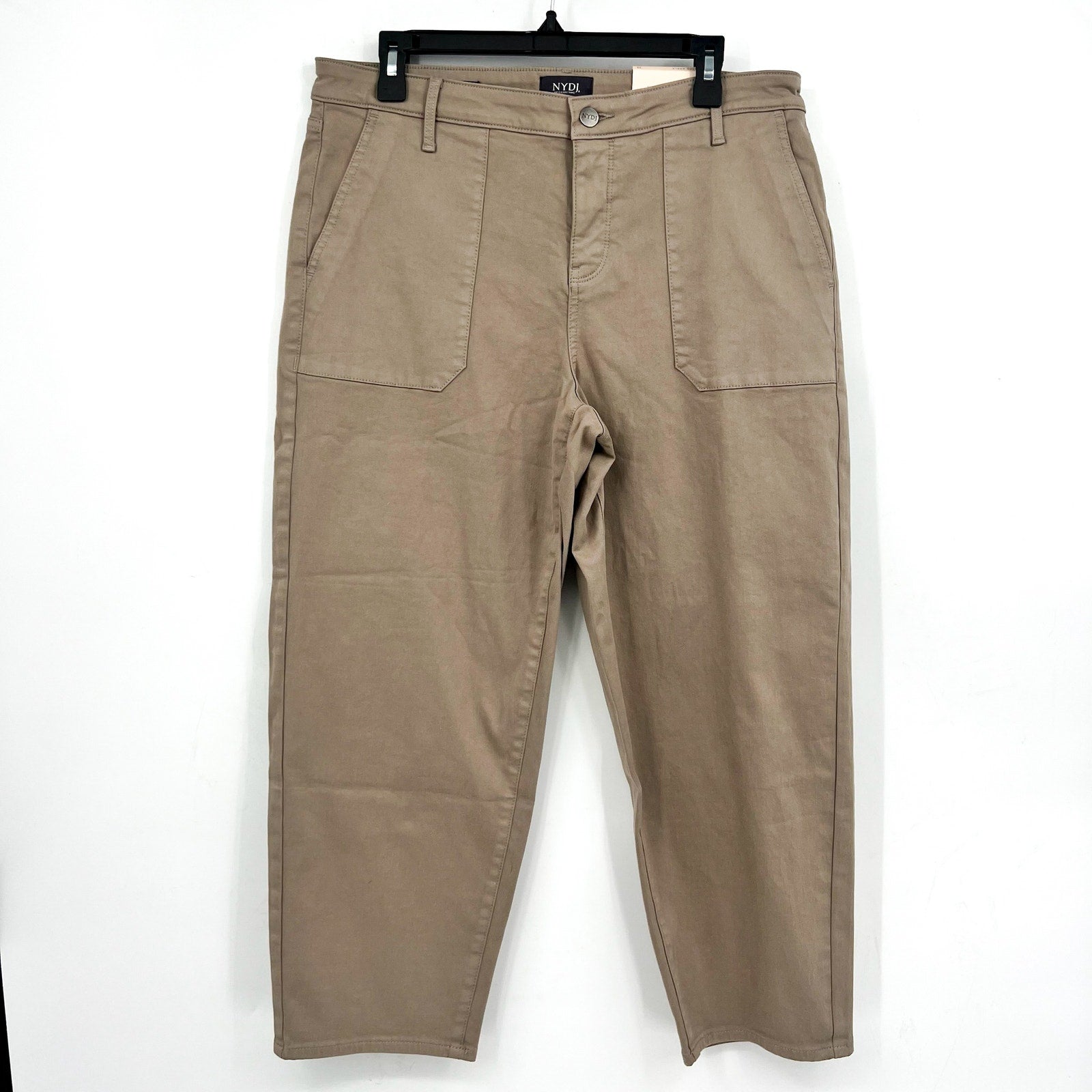 NYDJ Womens Relaxed Crop Straight Leg Jeans Size 10 Beige Tan Utility Pocket NWT