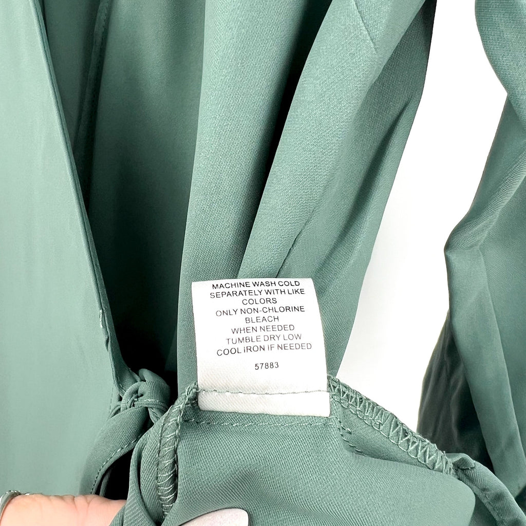 MONTGOMERY POST Womens Wrap Sleeve Blouse Small Green Three Quarter NWT