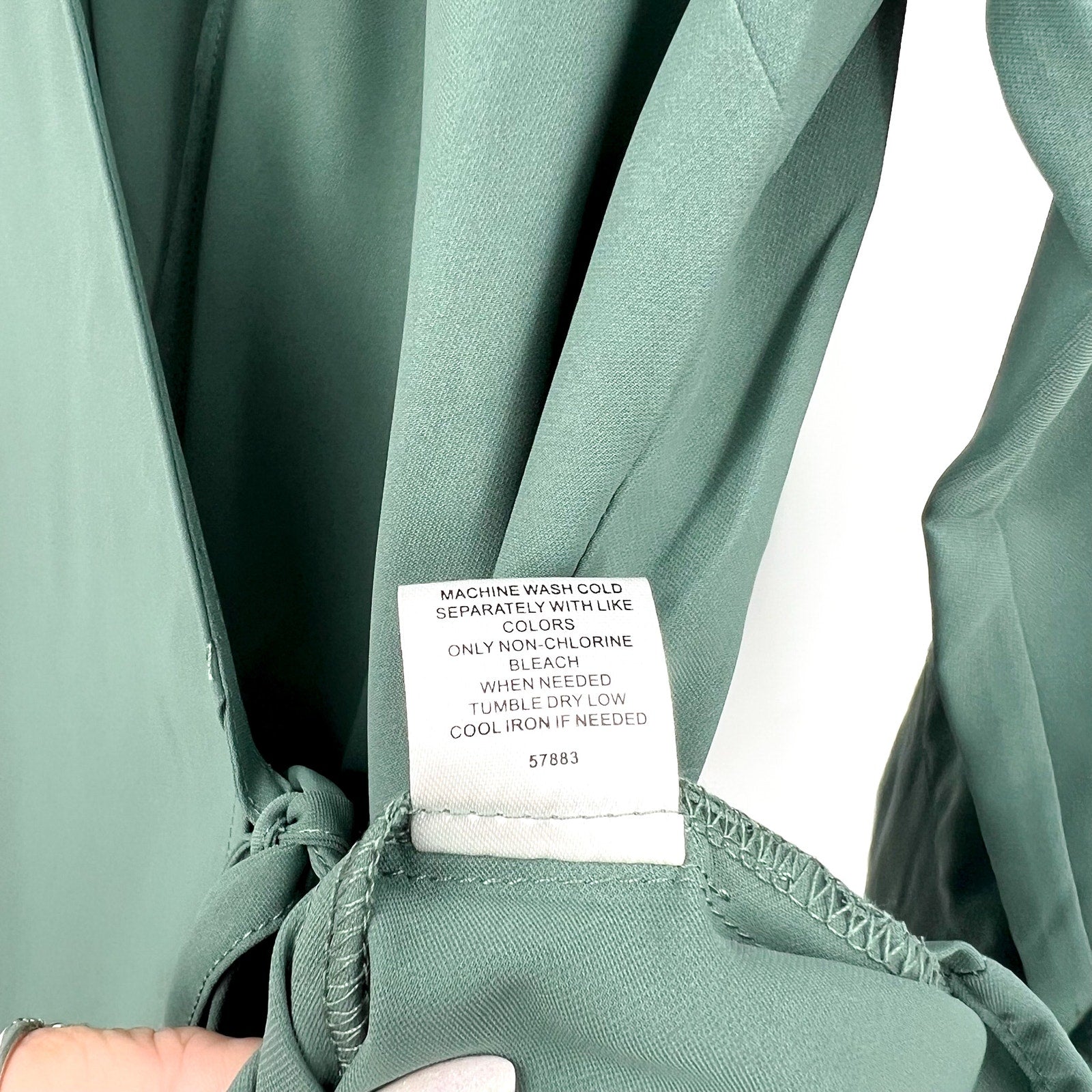 MONTGOMERY POST Womens Wrap Sleeve Blouse Small Green Three Quarter NWT