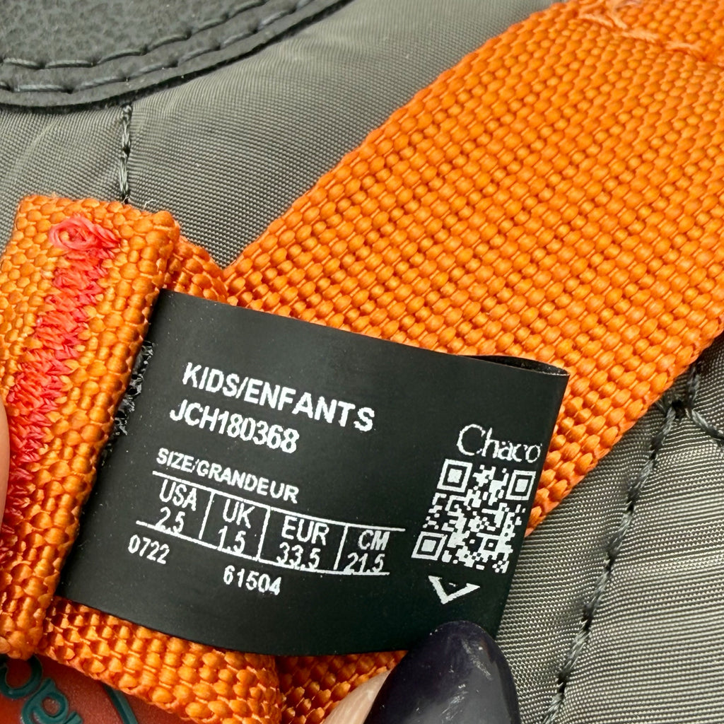 Chaco Kids Ramble Puff Booties US 2.5 M EU 33.5 Grey Orange Water Resistant NIB