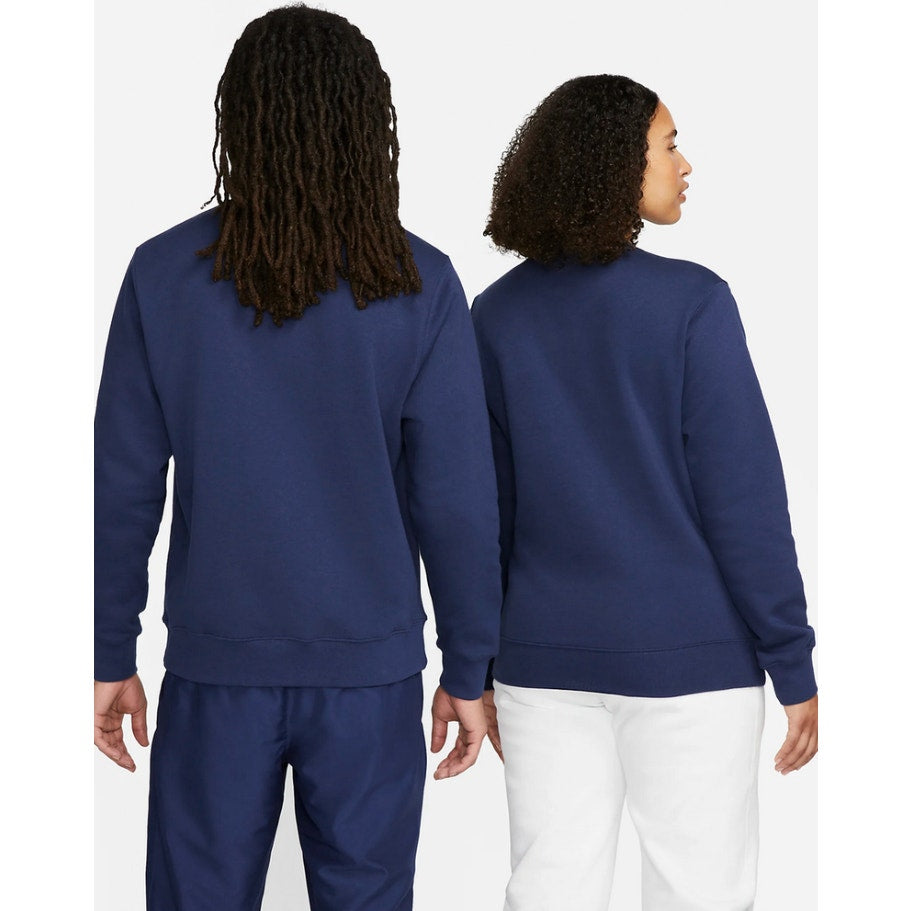 NIKE Womens Club Crewneck Sweatshirt 1X Navy Blue Fleece Long Sleeve NWT