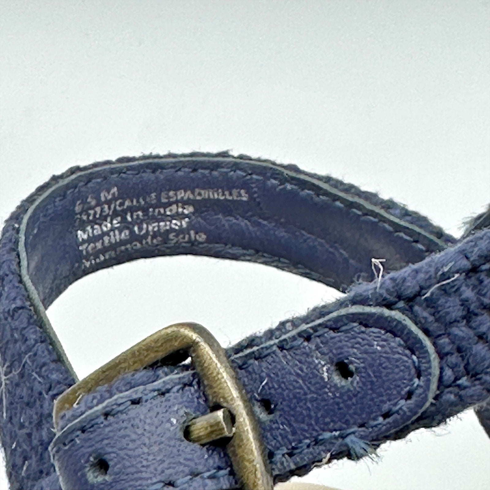 Coldwater Creek Callie Espadrille Sandals Size 6.5 Navy Blue Walk With Me NWOB