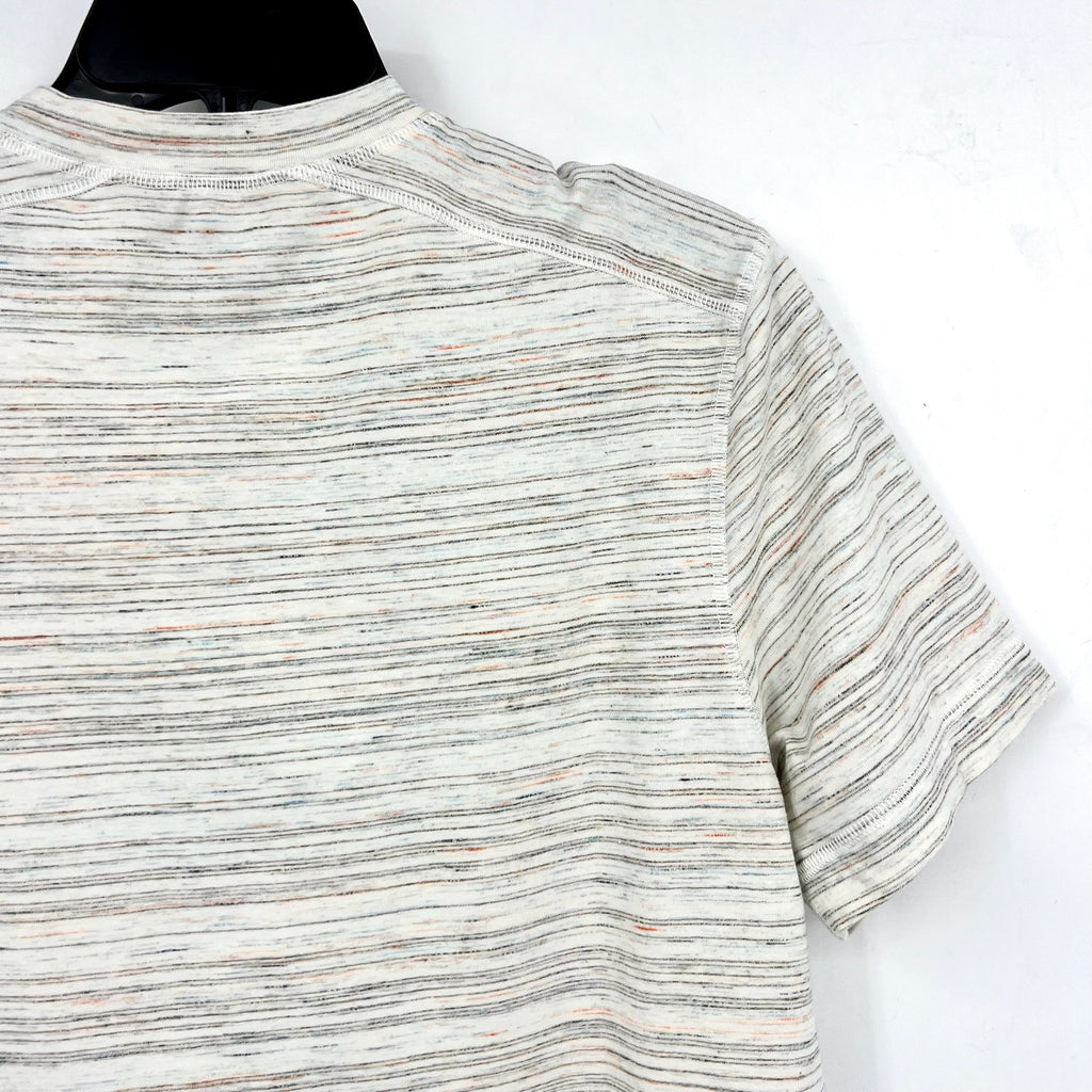 LIVERPOOL Men's Short Sleeve Henley Top Small Cream Space Dyed NWT