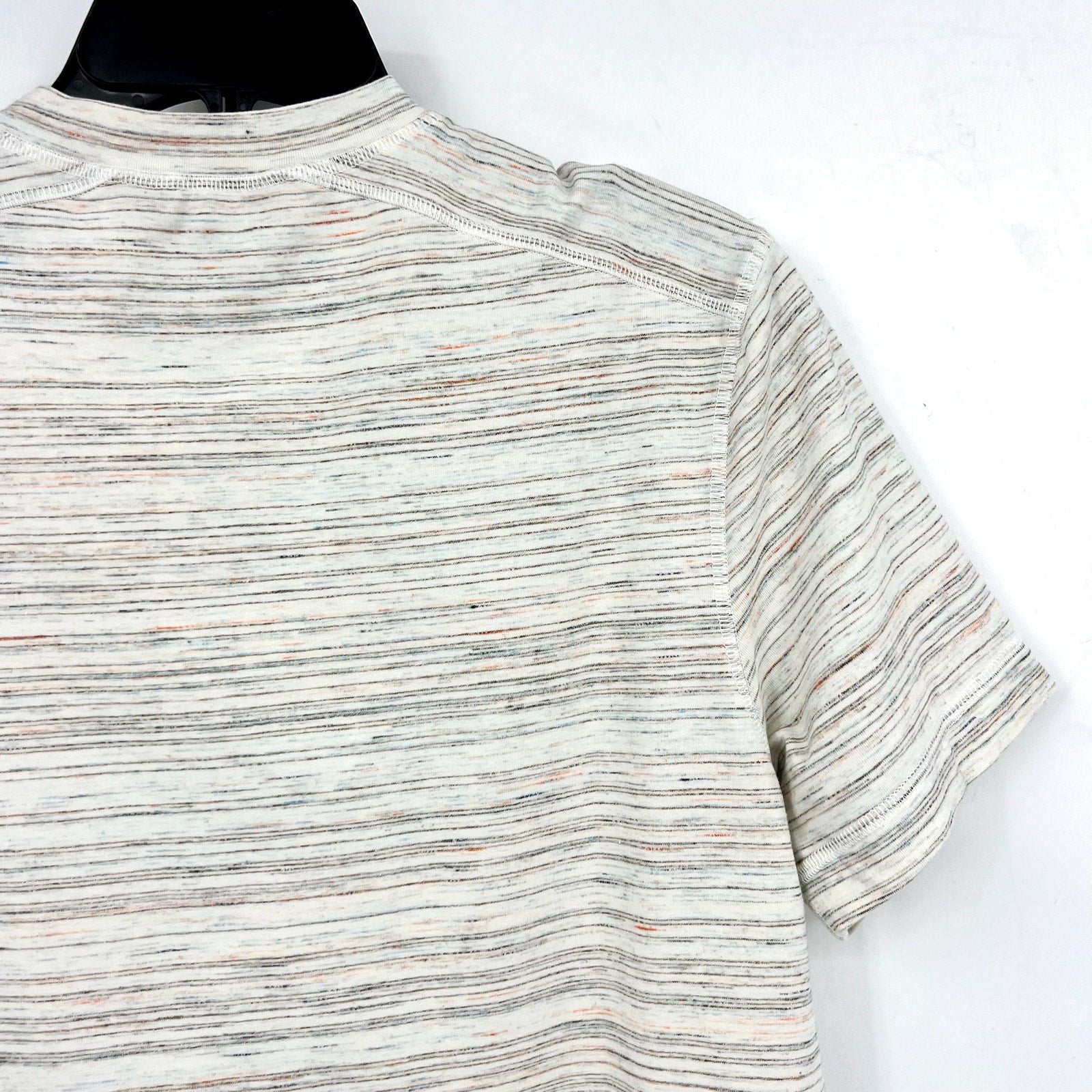 LIVERPOOL Men's Short Sleeve Henley Top Small Cream Space Dyed NWT