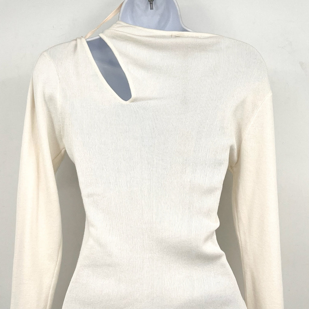 BCBGENERATION Women's Cutout Sweater Small White Marshmallow Small NWT