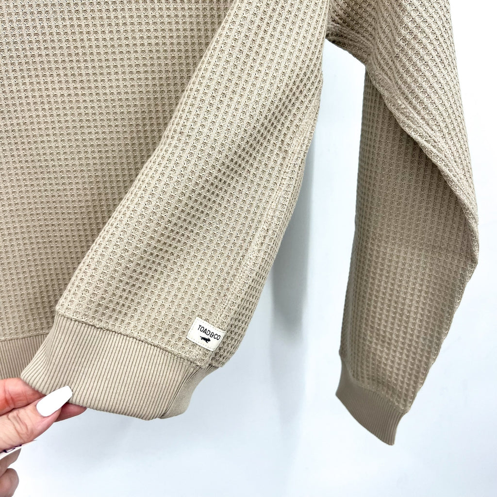 TOAD & CO Womens Bitterroot Sweatshirt Small Twine Beige Waffle Long Sleeve NWT