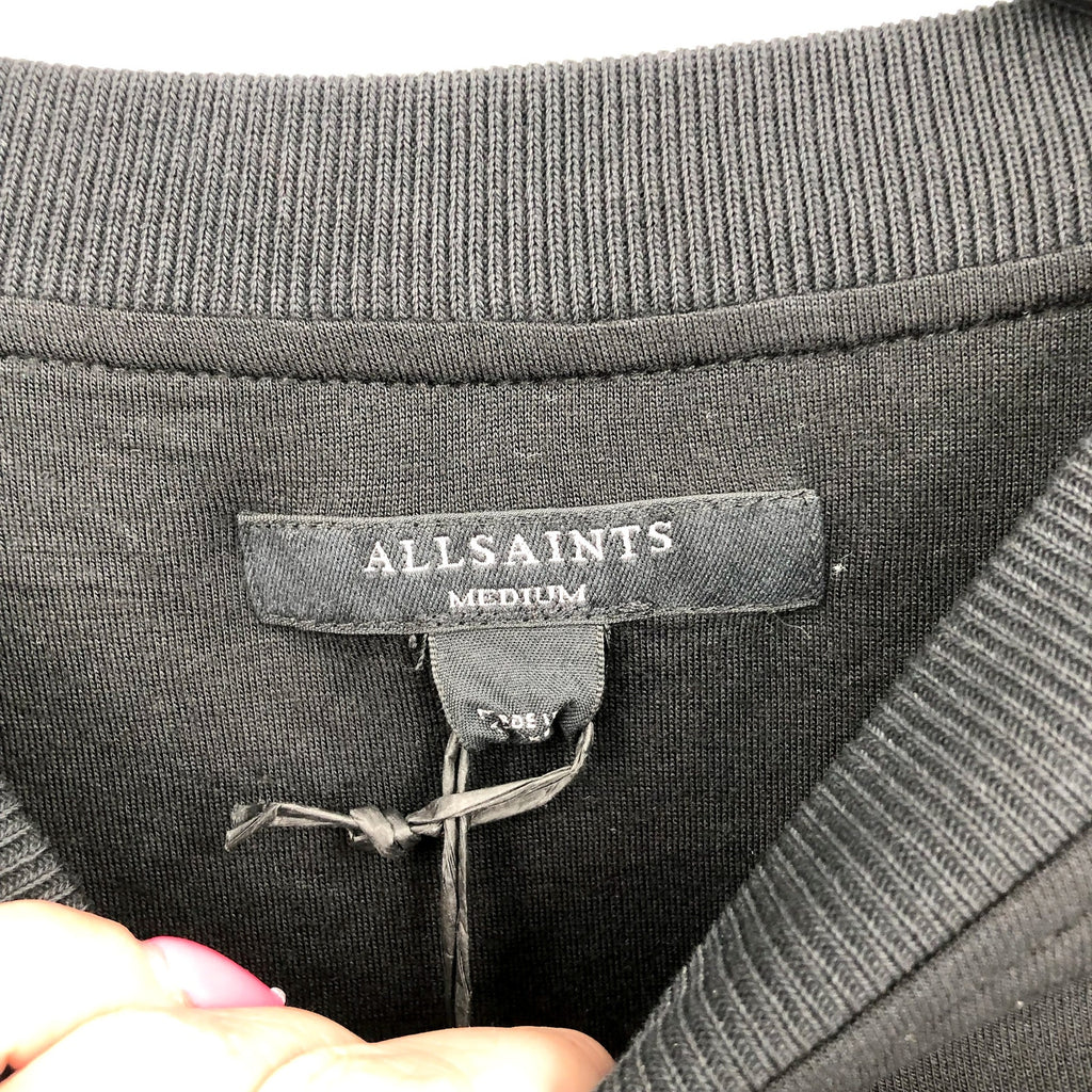 ALLSAINTS Women's Biggy Aster Sweatshirt Medium Black Tonal Logo NWT