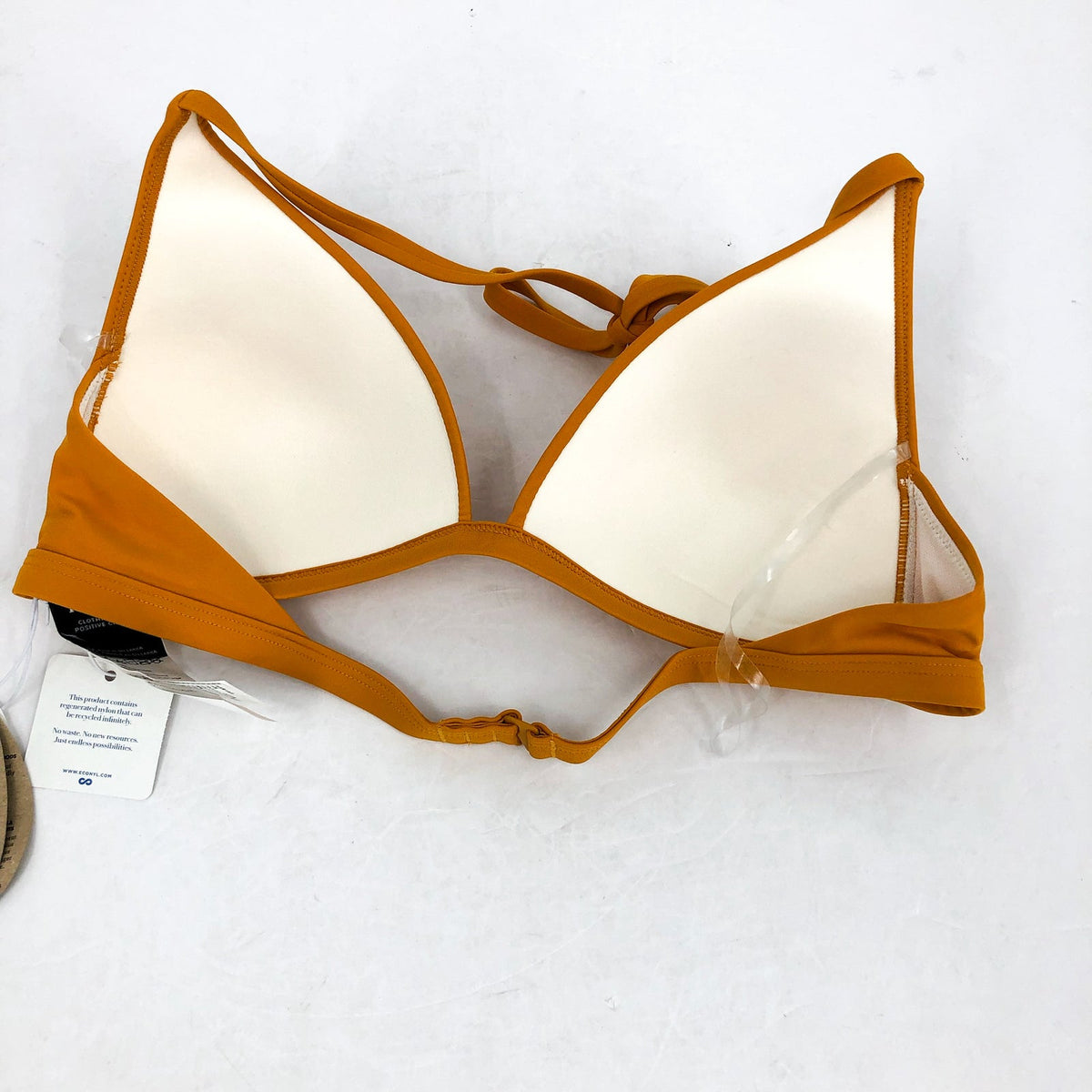 PRANA Women's Lexie Halter Bikini Top Size XS Gold Deep Solstice UPF 50+