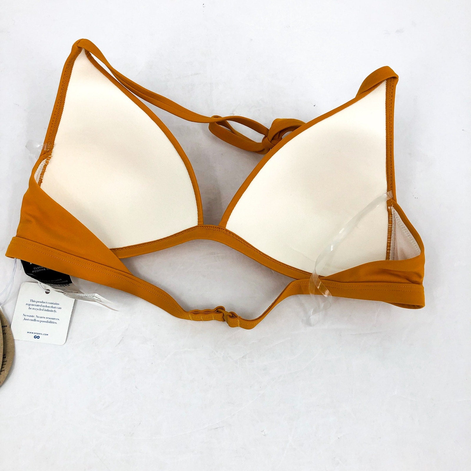 PRANA Women's Lexie Halter Bikini Top Size XS Gold Deep Solstice UPF 50+