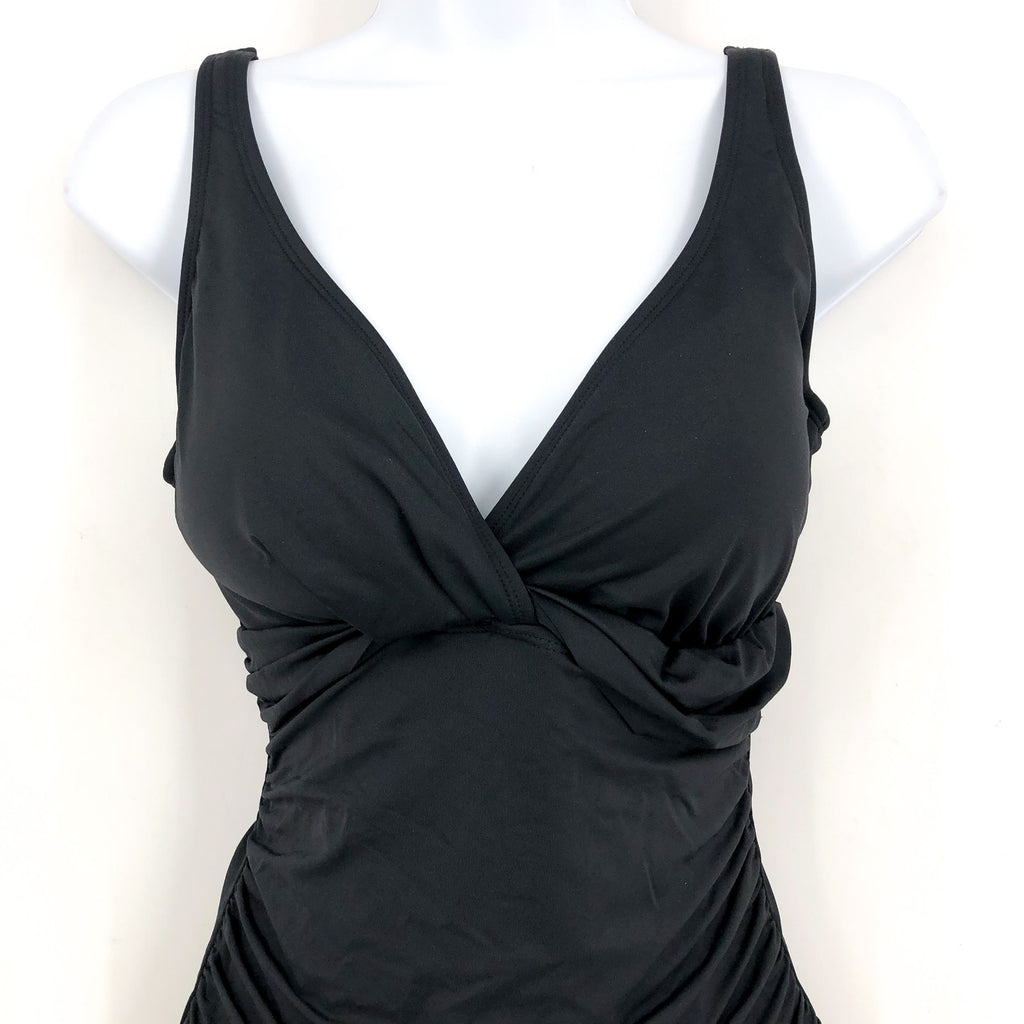 LAUREN RALPH LAUREN Twist One-Piece Swimsuit Size 8 Black Underwire OTS NWT
