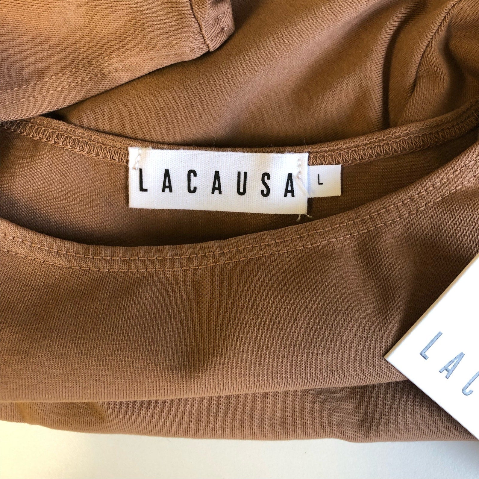 LACAUSA ANTHROPOLOGIE Womens Dawn Bodysuit Large Mocha Brown Short Sleeve NWT
