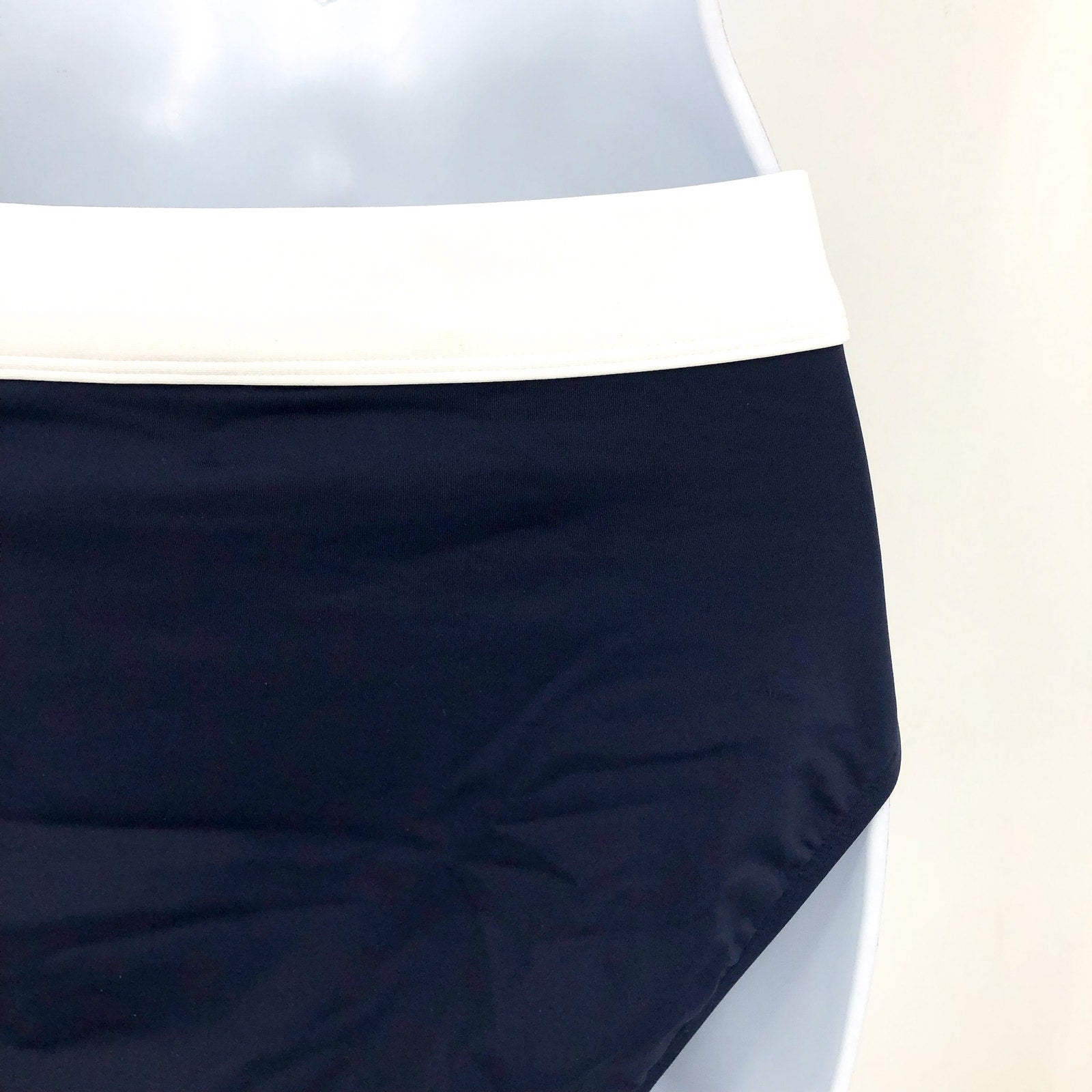 LAUREN RALPH LAUREN Bel Air Bikini Bottom Size 8 Navy Blue Banded High Waist NWT