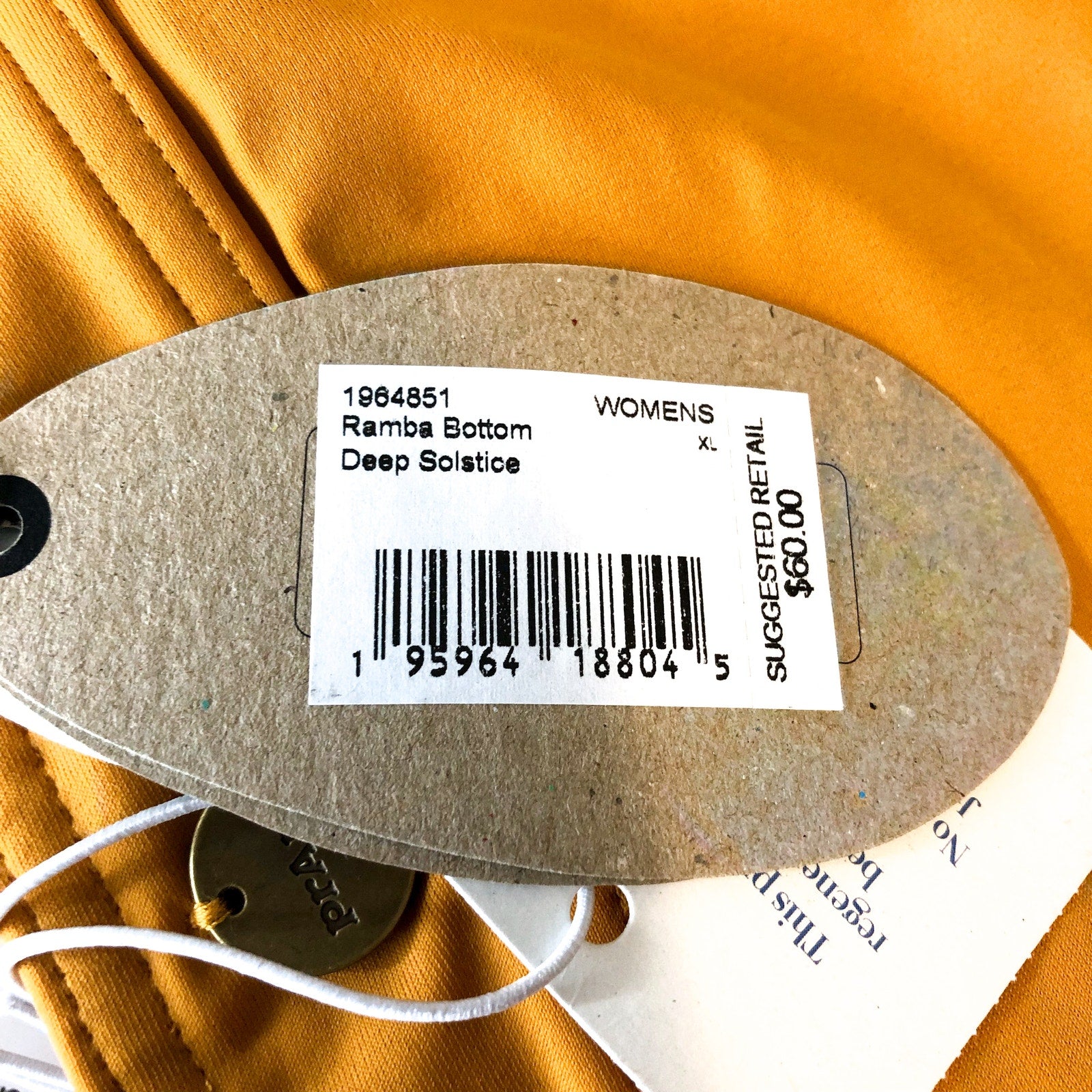 PRANA Womens Ramba Bikini Bottom XL Yellow Deep Solstice Banded Waist NWT