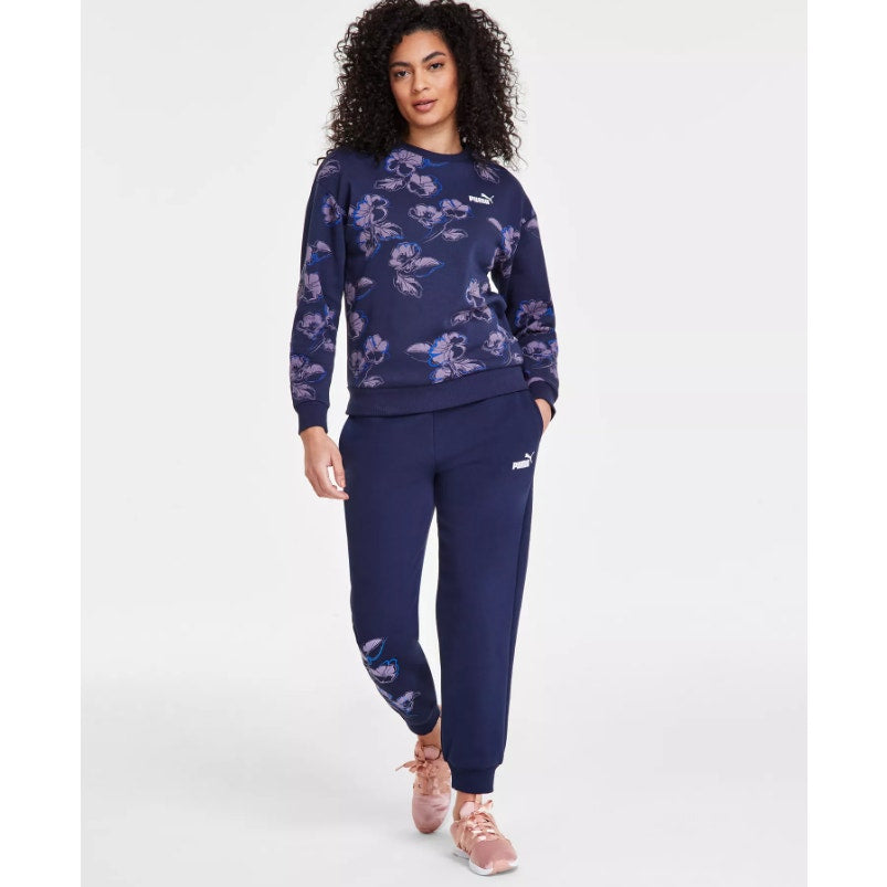 PUMA Women's Essentials Floral Vibes Sweatshirt Small Pink Magenta Crewneck NWT