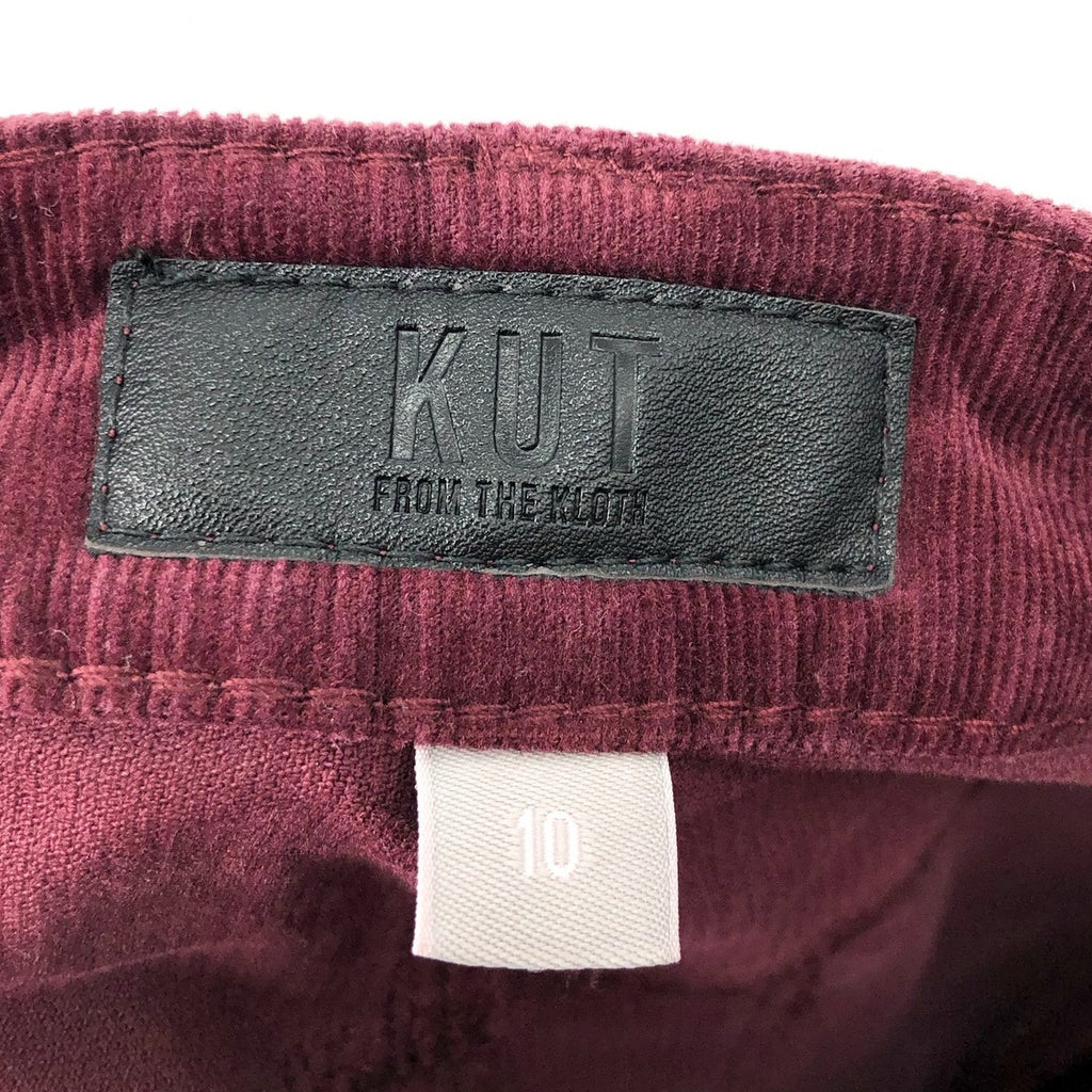 KUT FROM THE KLOTH Women's Karen Baby Boot Jeans Size 10 Red Wine Corduroy NWT