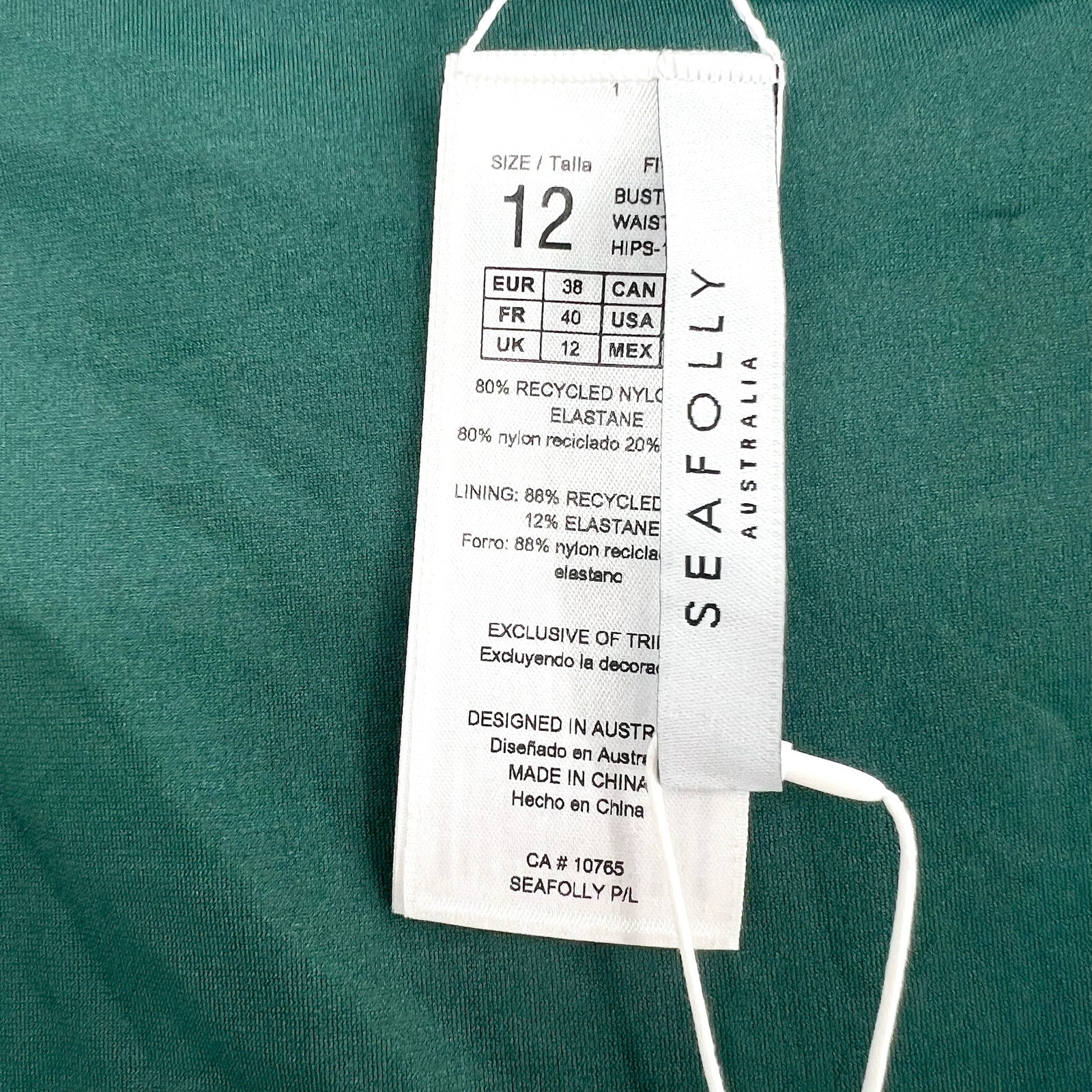 SEAFOLLY Women's Gia Ric Rac Hipster Bikini Bottom Size 8 Green White NWT