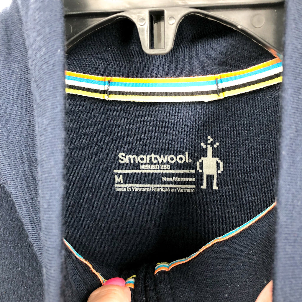 SMARTWOOL Men's Merino 250 Base Layer Top Medium Blue 1/4 Zip Long Sleeve NWOT
