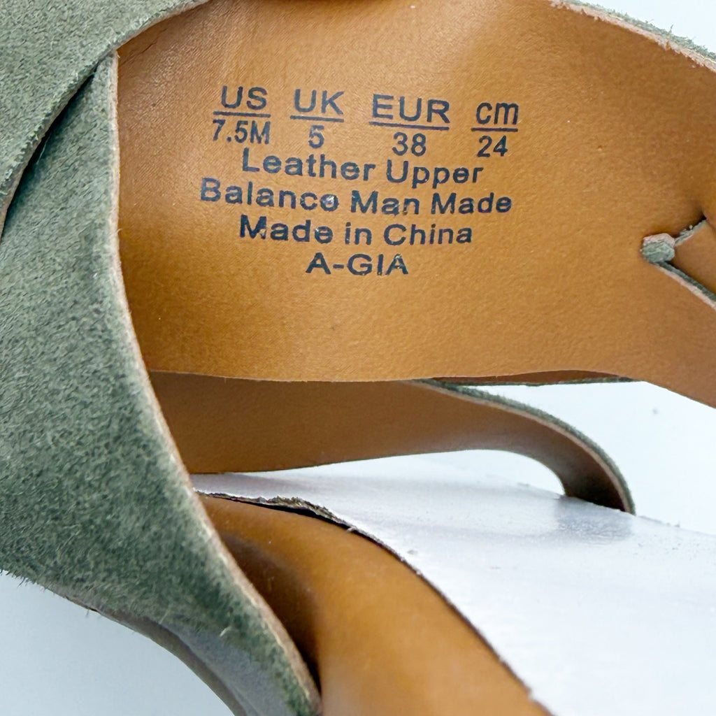 Franco Sarto Womens Gia Sandals US 6 M EU 36 Green Suede NWOB