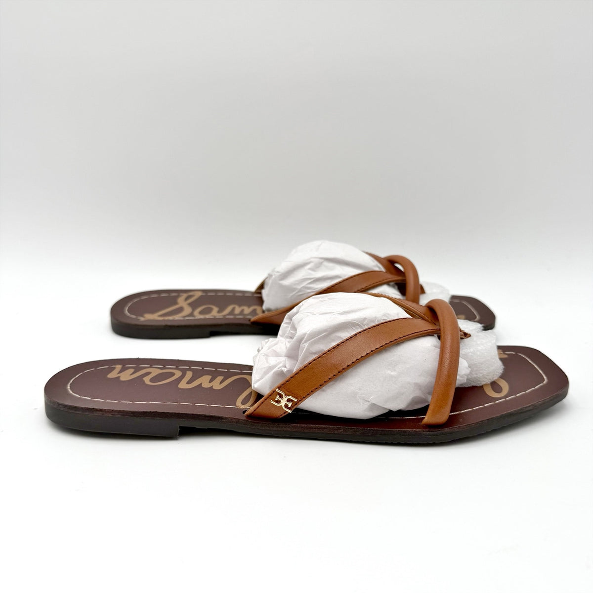 Sam Edelman Womens Abbey Flat Sandals Size 8 EU 38 Brown Leather NIB