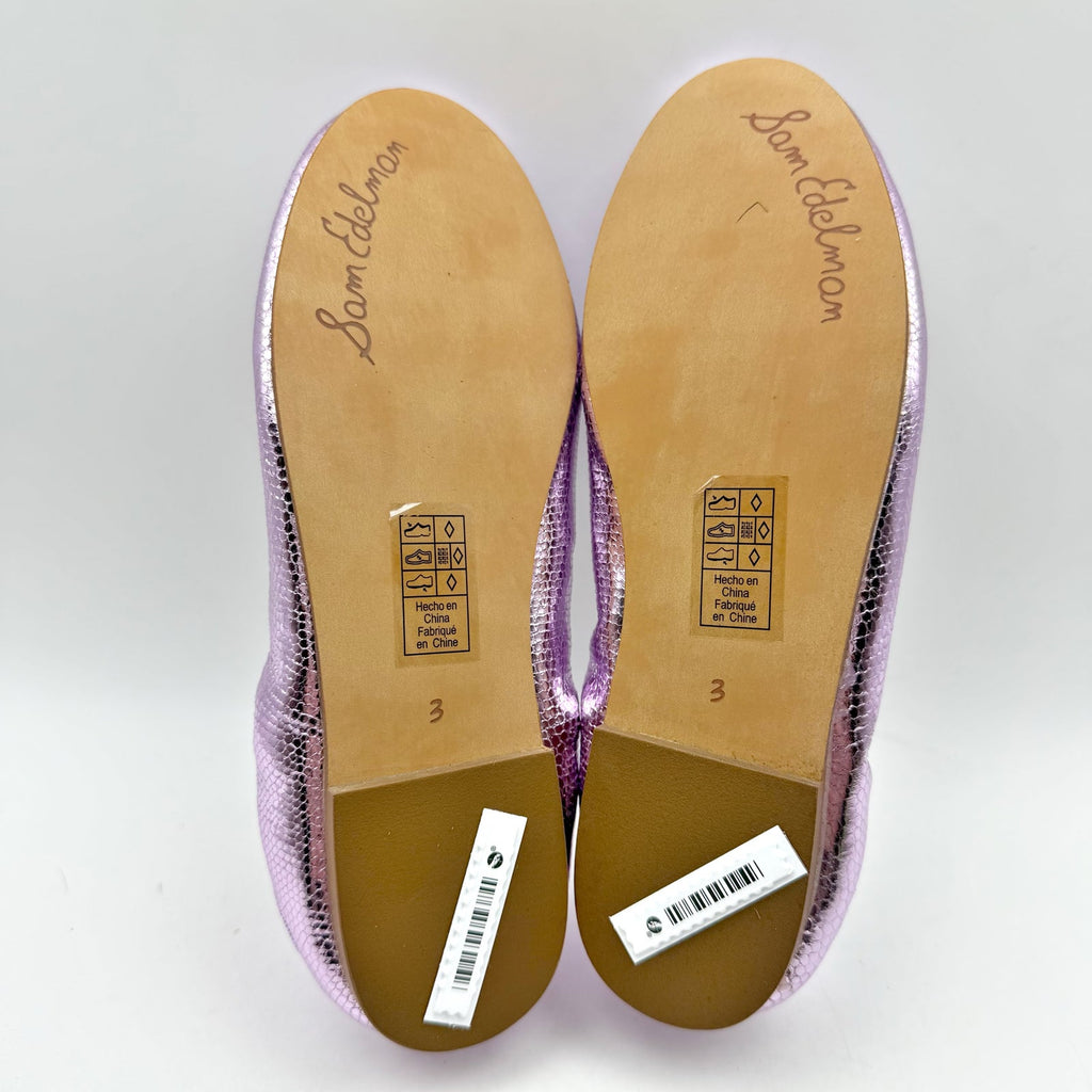 Sam Edelman Kids Felicia Ballet Flats Size 3 M EU 35 Lilac Metallic Leather NIB