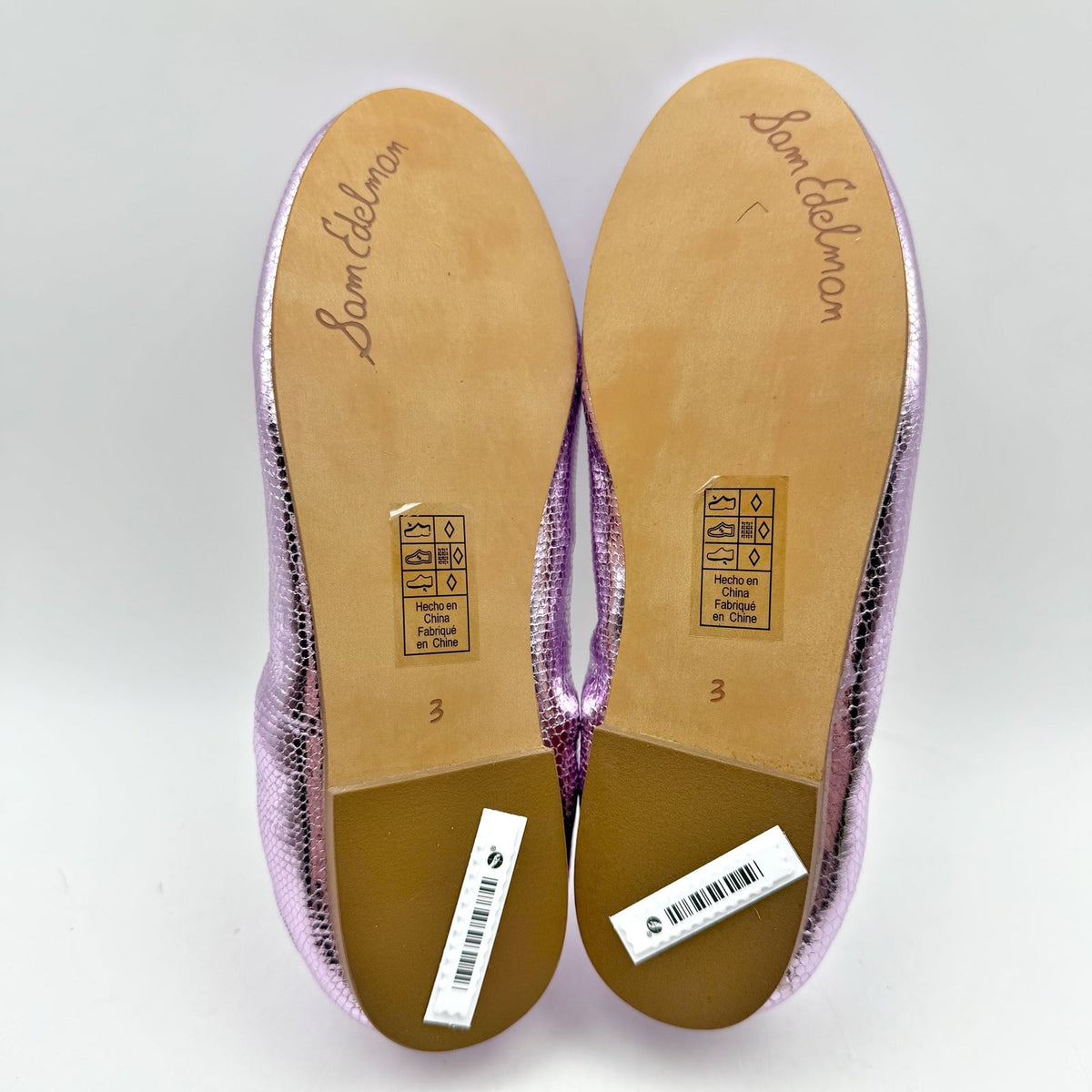 Sam Edelman Kids Felicia Ballet Flats Size 3 M EU 35 Lilac Metallic Leather NIB