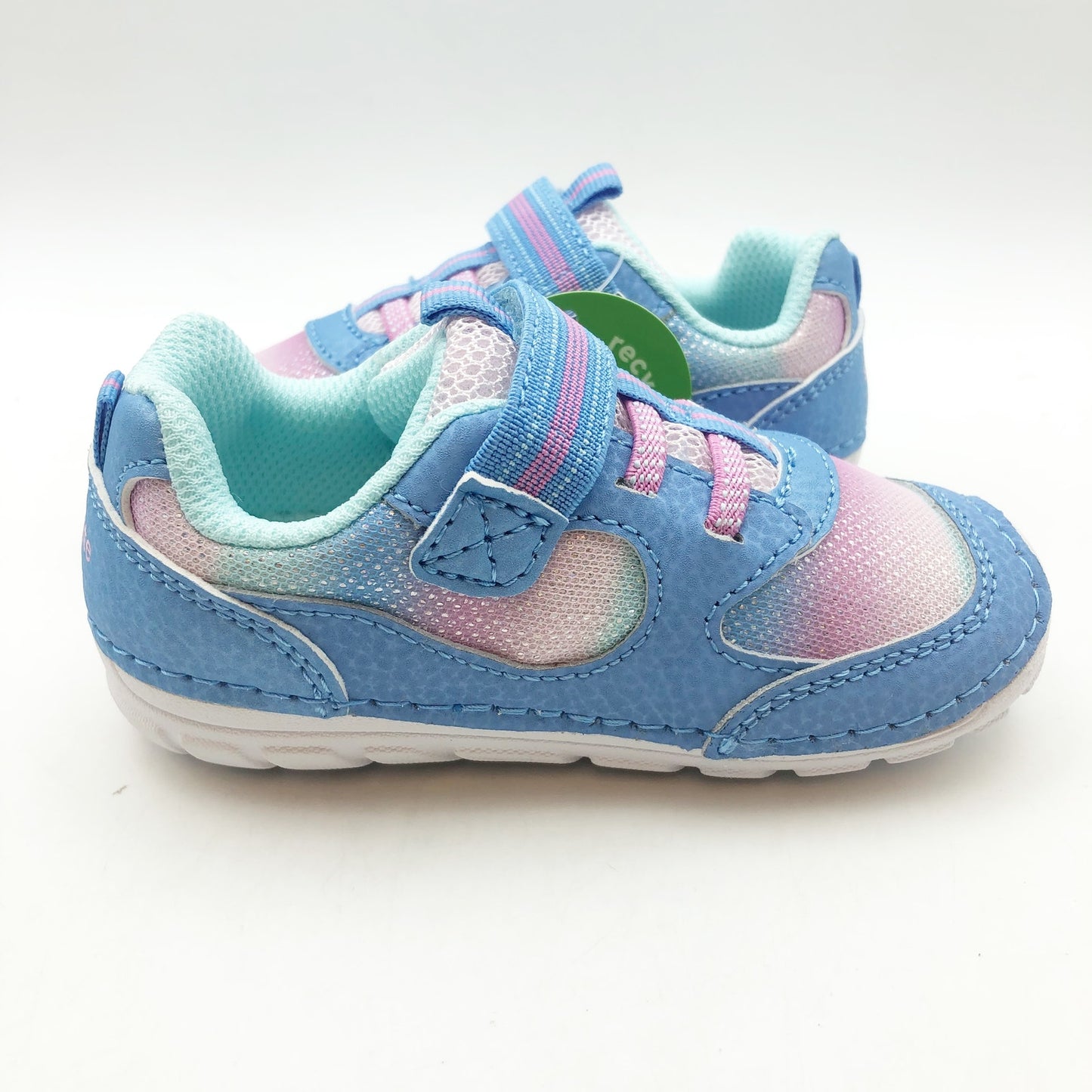 Stride Rite SM Turbo Girls Sneaker Size 5.5 Blue Pink White Kids Shoe NIB