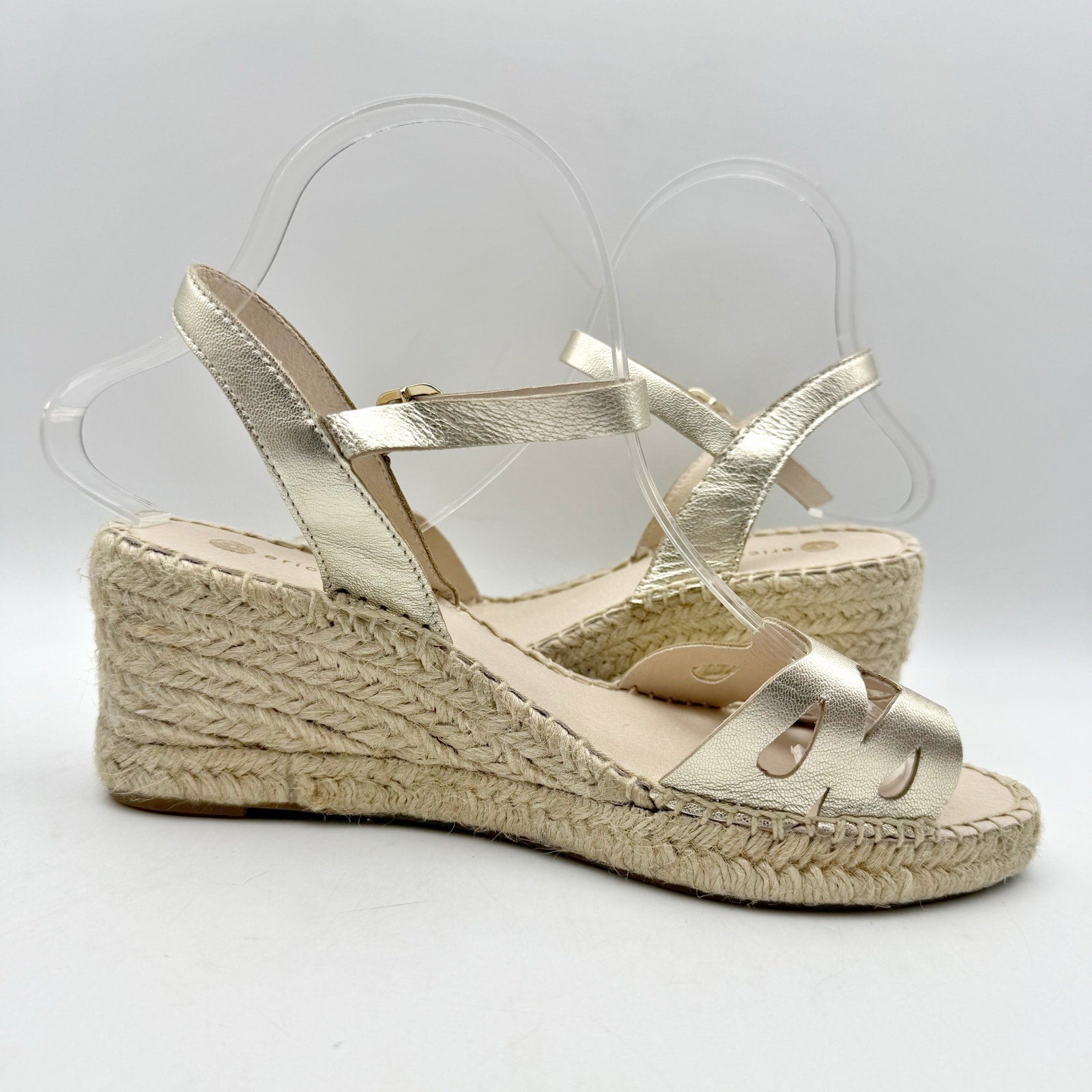 Eric Michael Womens Ruby Wedge Sandals EU 39 US 9 Gold Leather Espadrille NIB