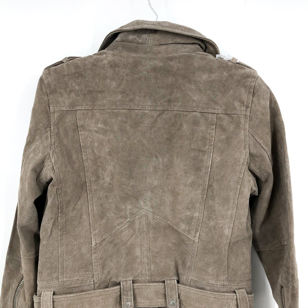 BLANKNYC Women's Cropped French Motorcycle Jacket Small Brown Taupe Leather NWT