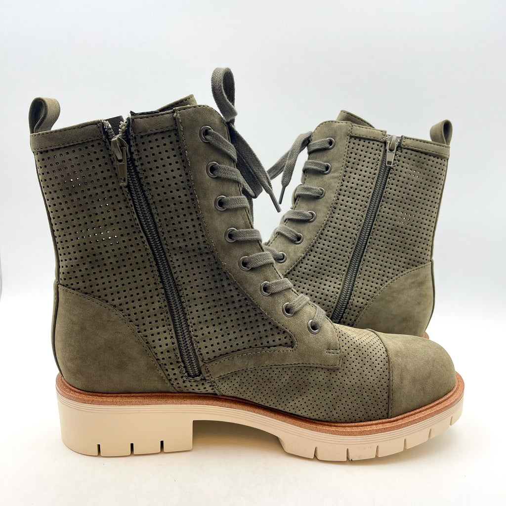 MIA Womens Havenn Kashton Lace Up Combat Boots Size 6.5 Green Vegan Suede NWOB