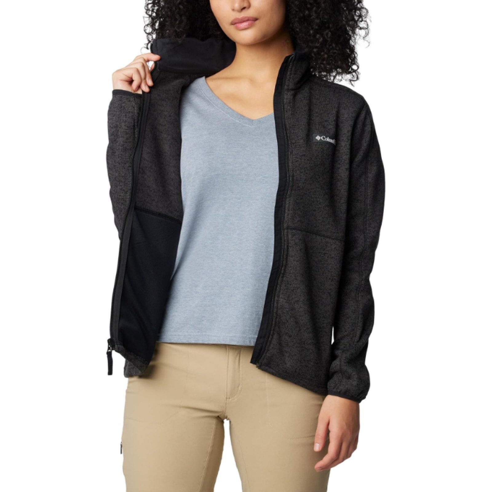 Columbia Womens Sweater Weather Full Zip II Jacket Large Heather Black NWT